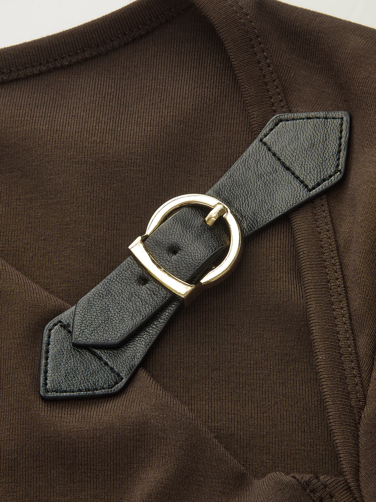 Belt-Decor Asymmetric Long Sleeve T-Shirt - Wholesalesil