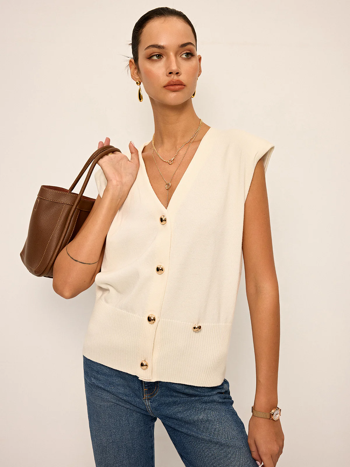 Asymmetric Two-Way Wear Knit Vest - Wholesalesil