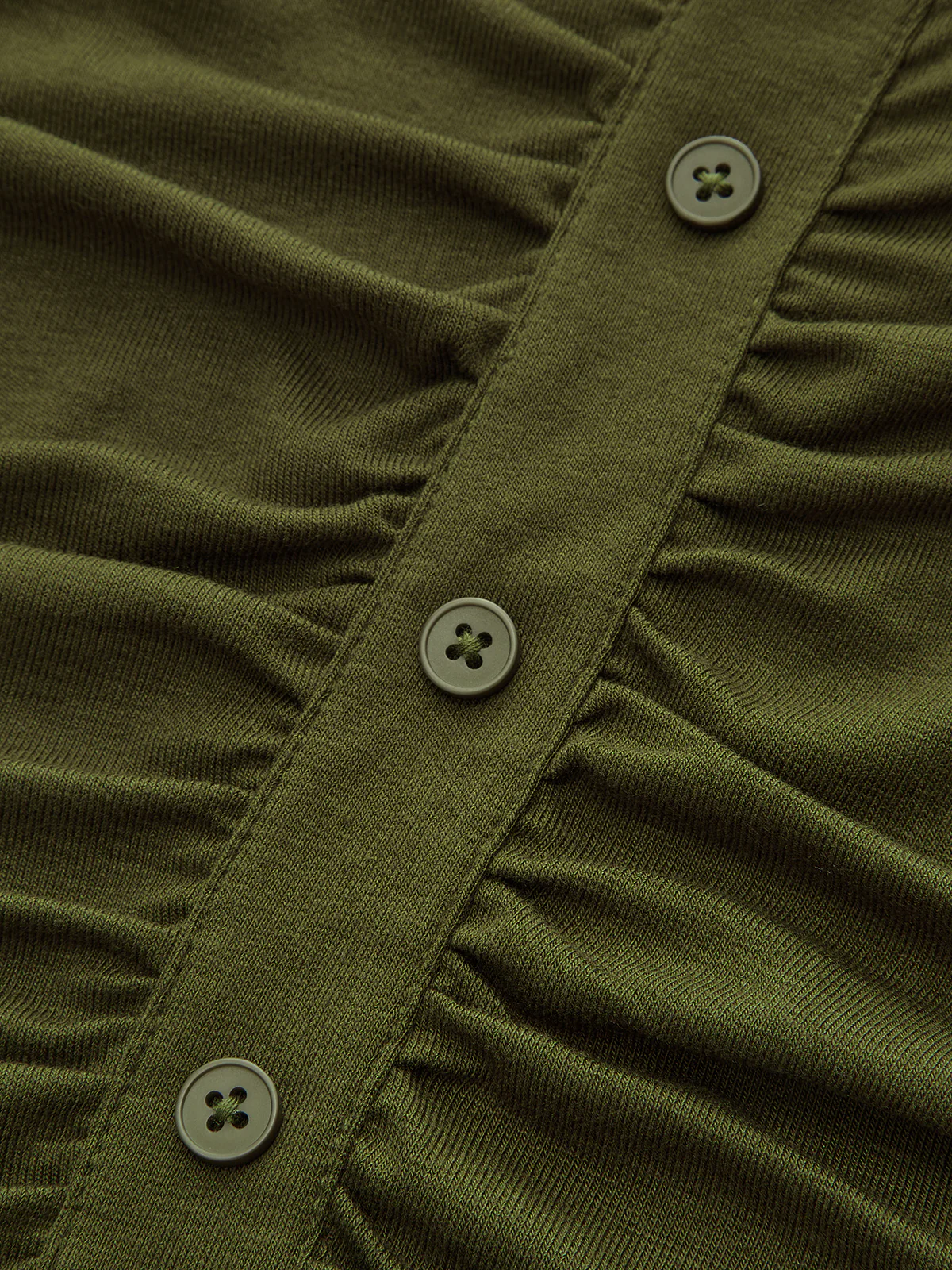 Turtleneck Ruched Decor Button Knit Top - Wholesalesil