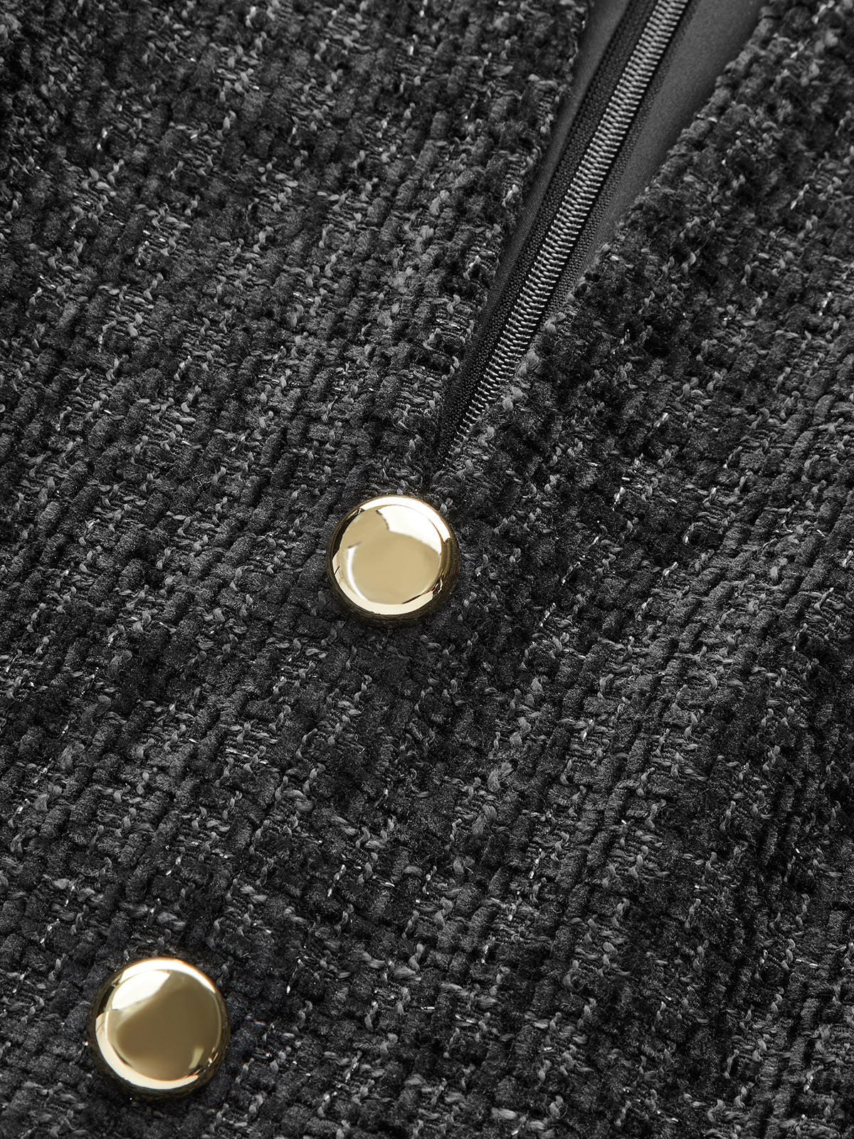 Metal Button Tweed Sleeveless Mini Dress - Wholesalesil