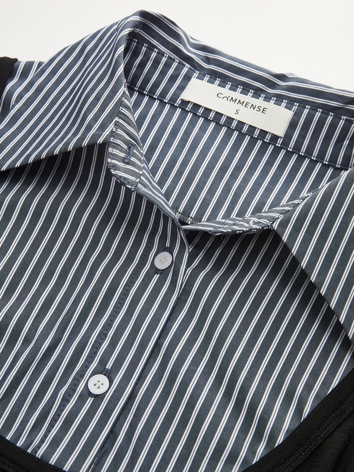 Striped Shirt Panel Long-Sleeve Knit Top - Wholesalesil