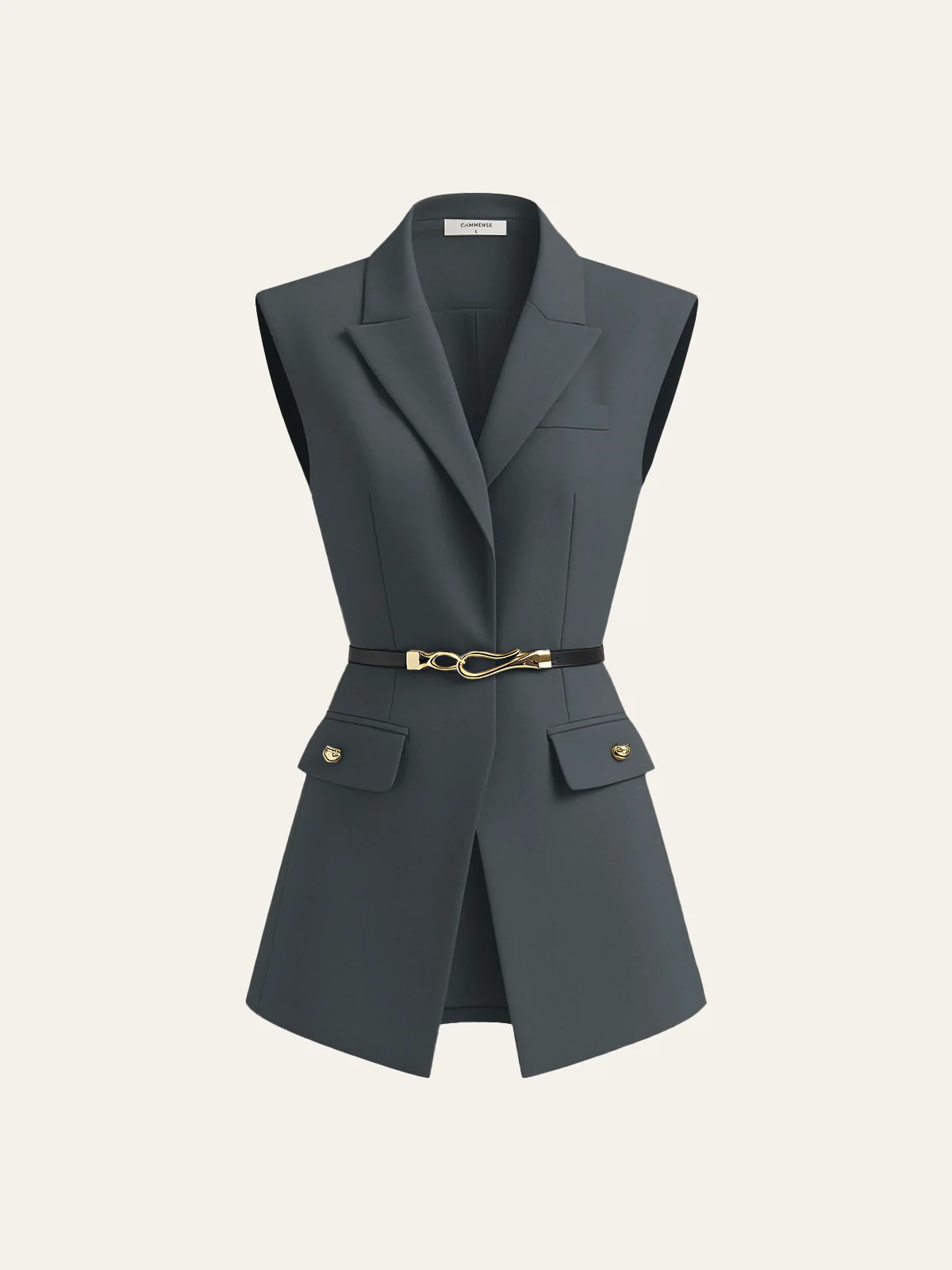 Belted Cap Sleeve Vest - Wholesalesil