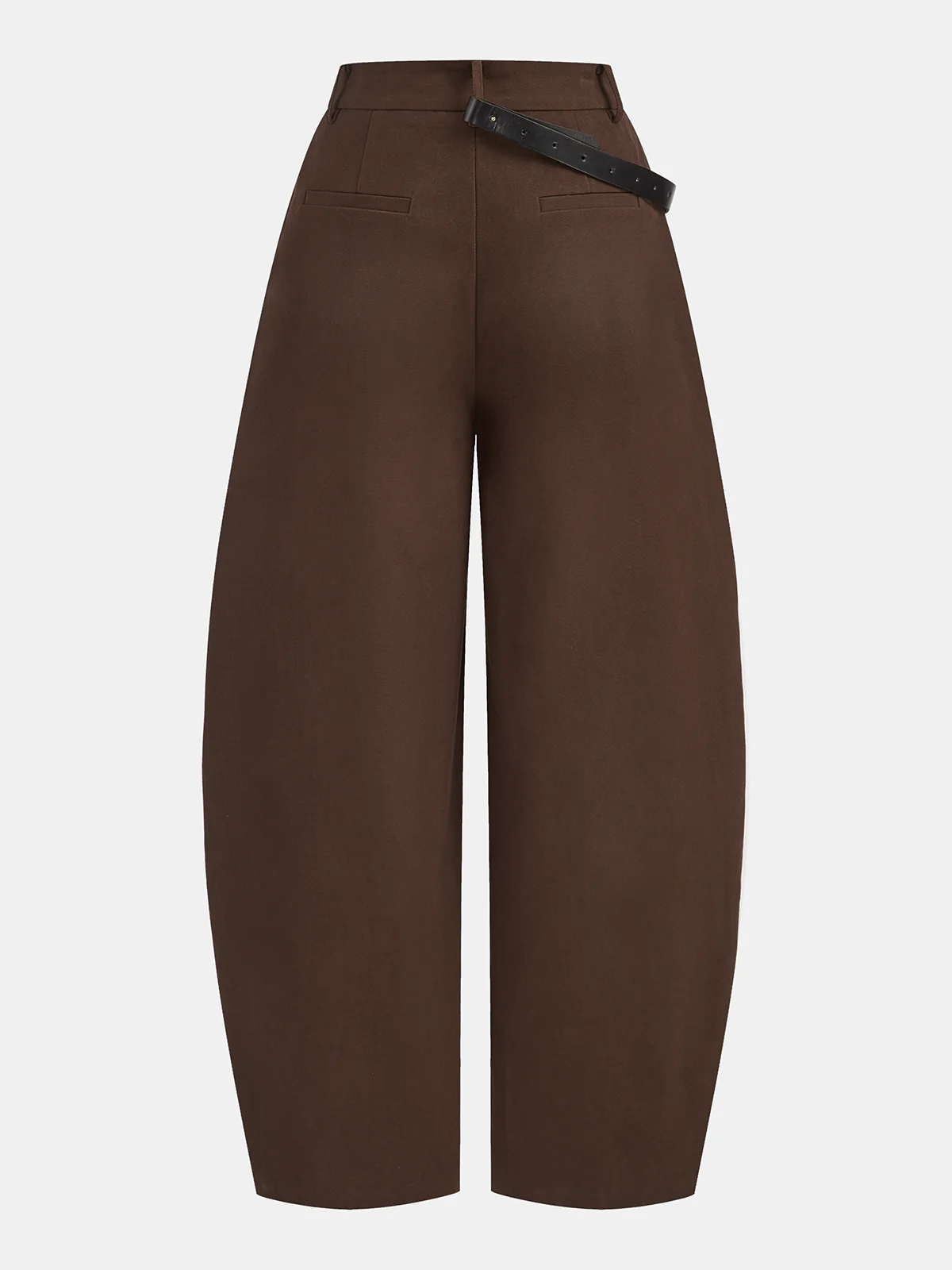 Asymmetric Belted Curved-Leg Pants - Wholesalesil