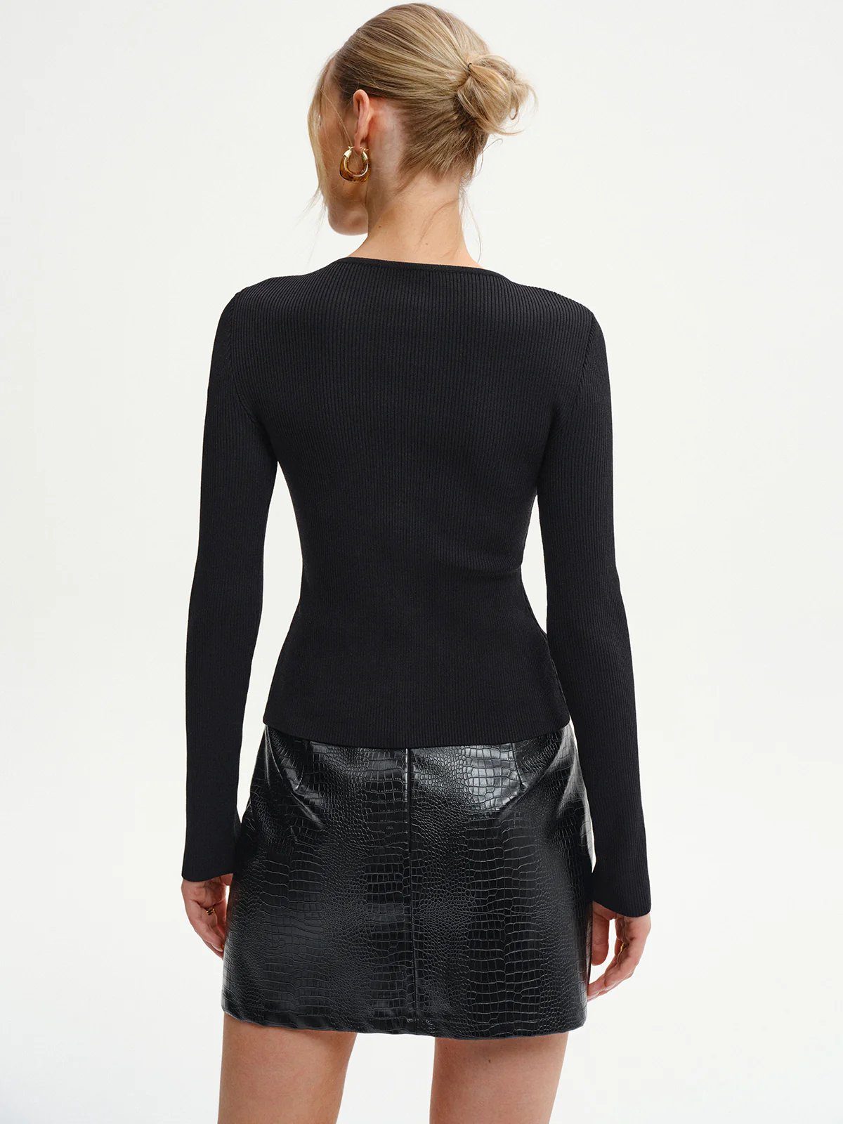 Metal Button Ribbed Knit Cardigan - Wholesalesil