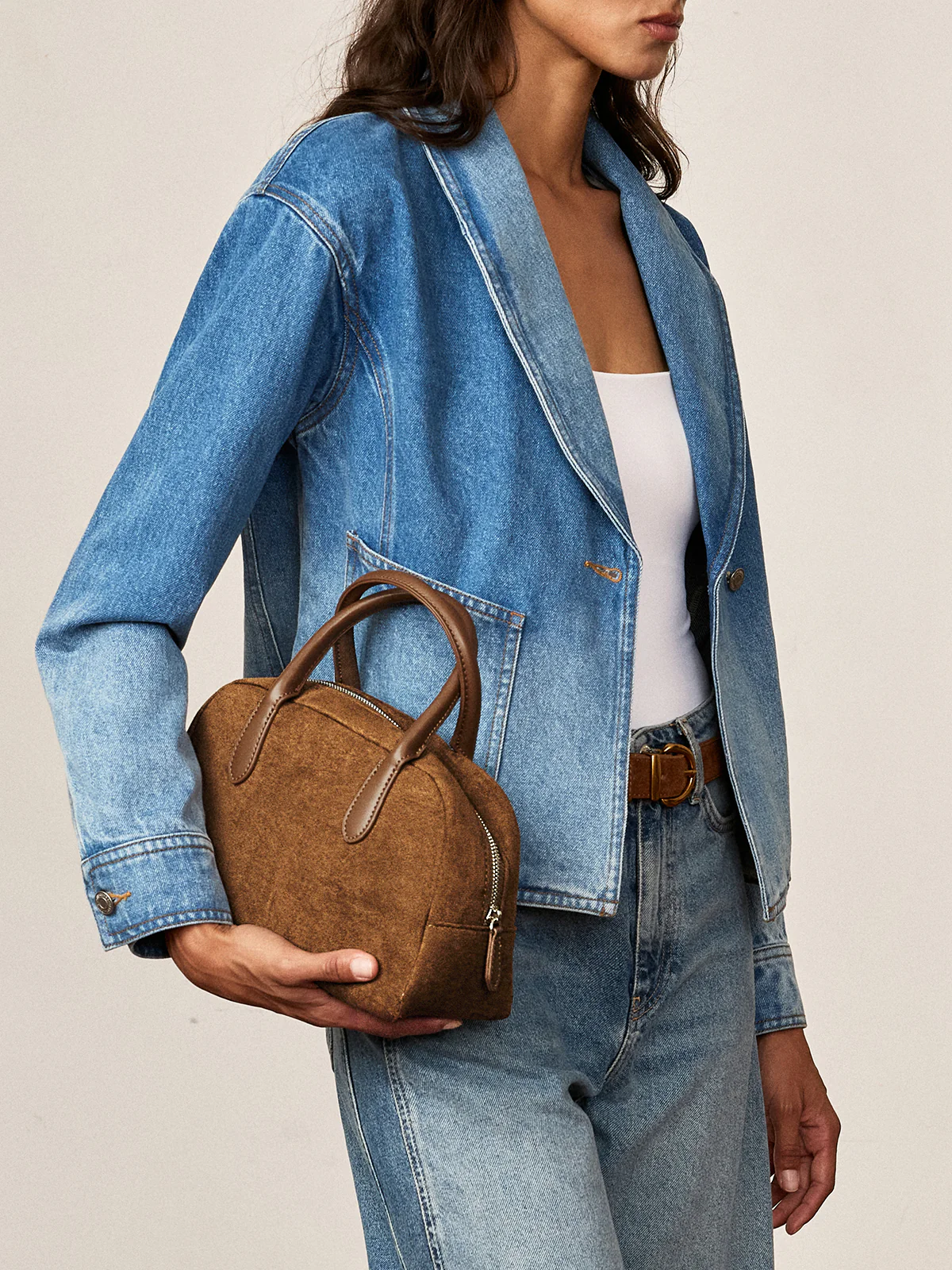 Suede Dome Top Handle Bag - Wholesalesil