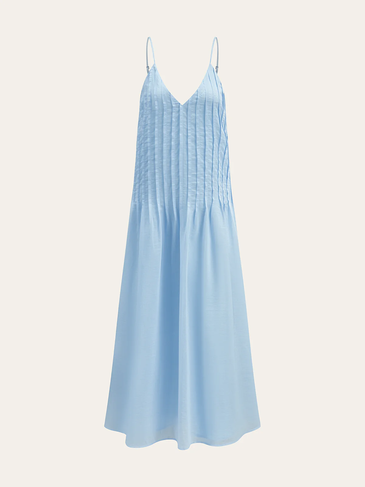 V-Neck Cami Pleated Maxi Dress - Wholesalesil