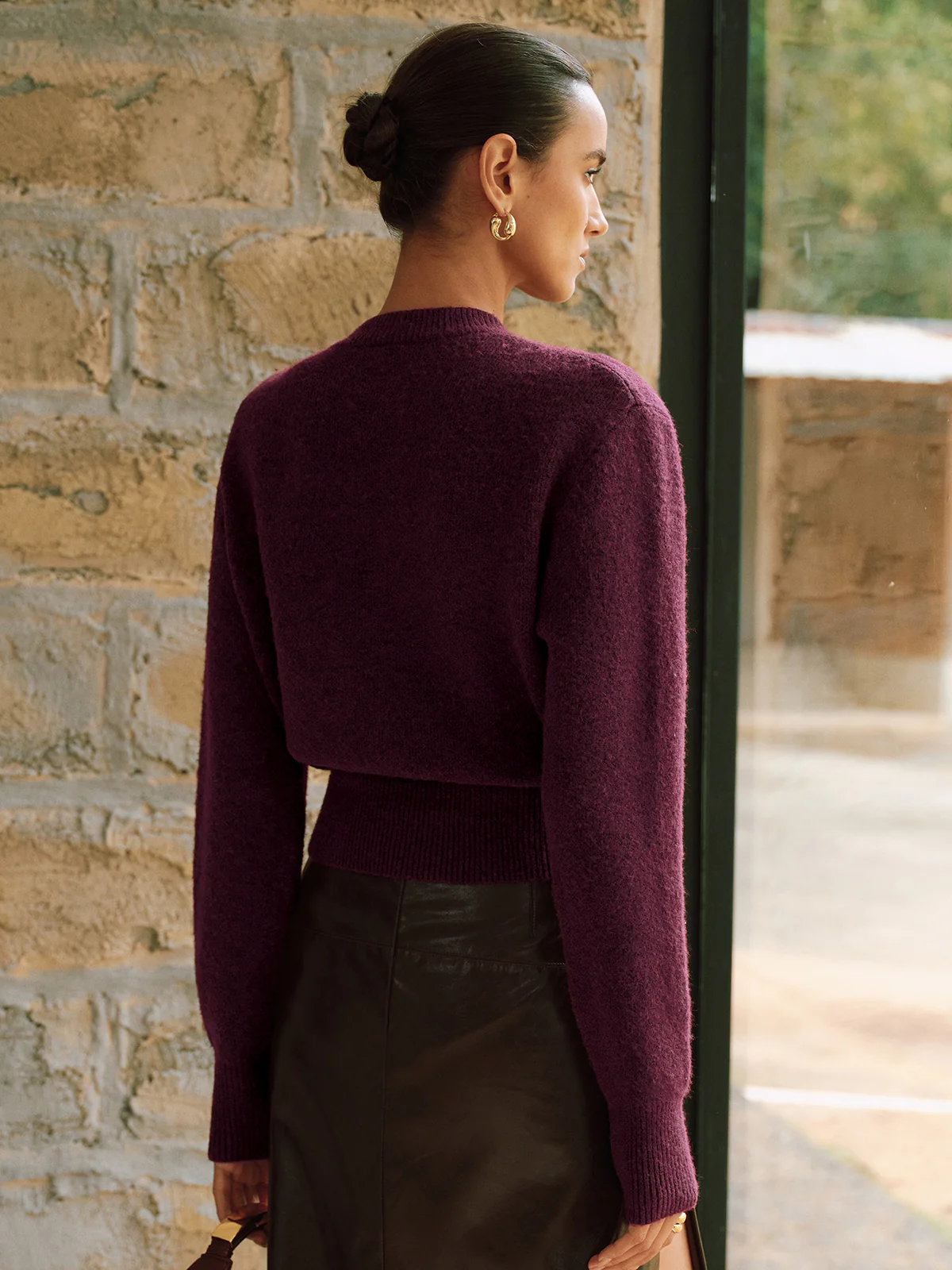 Horsebit Detail Long Sleeve Sweater - Wholesalesil