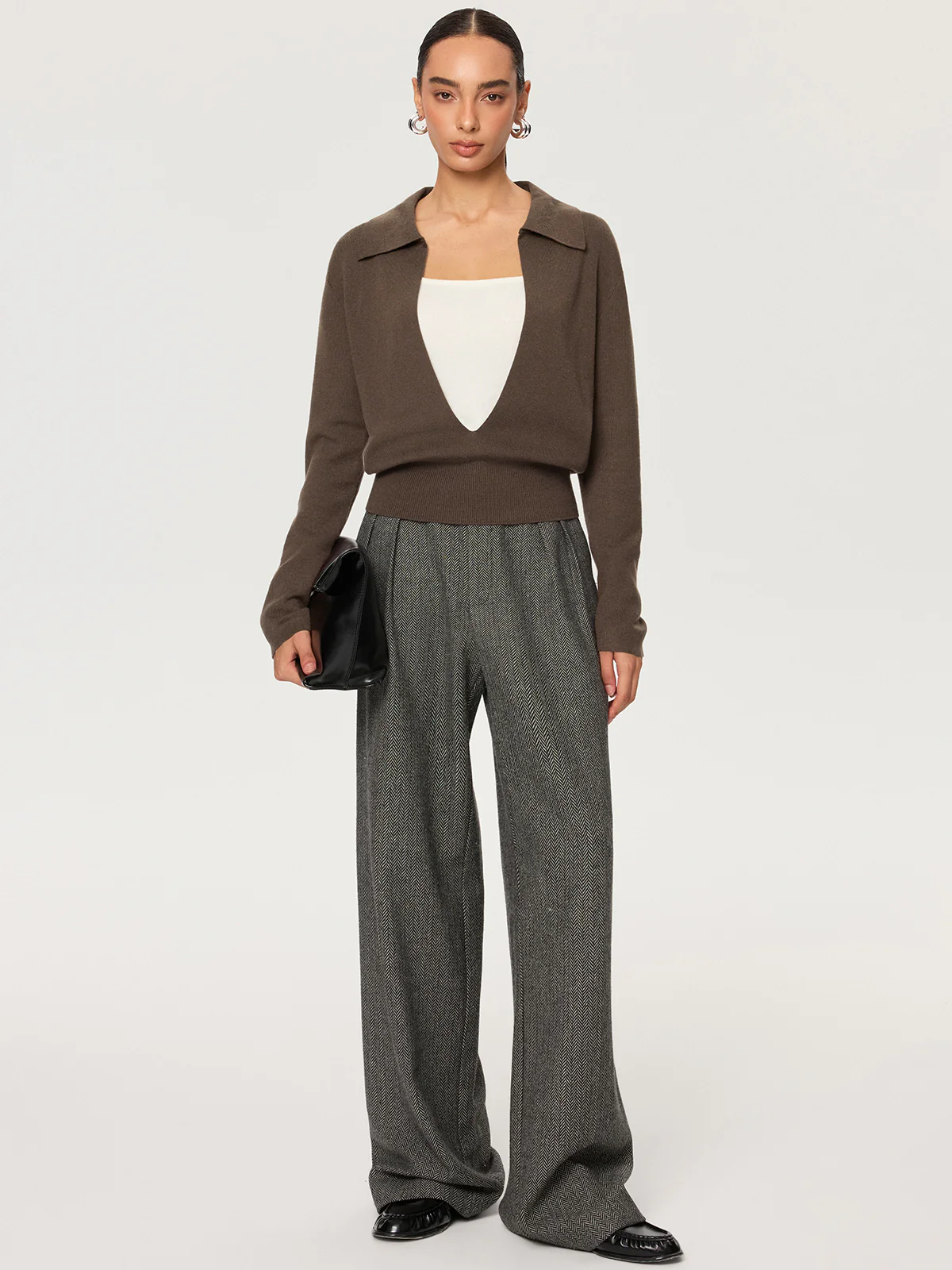 2 in 1 Color-Block Wool Blend Polo Collar Sweater - Wholesalesil