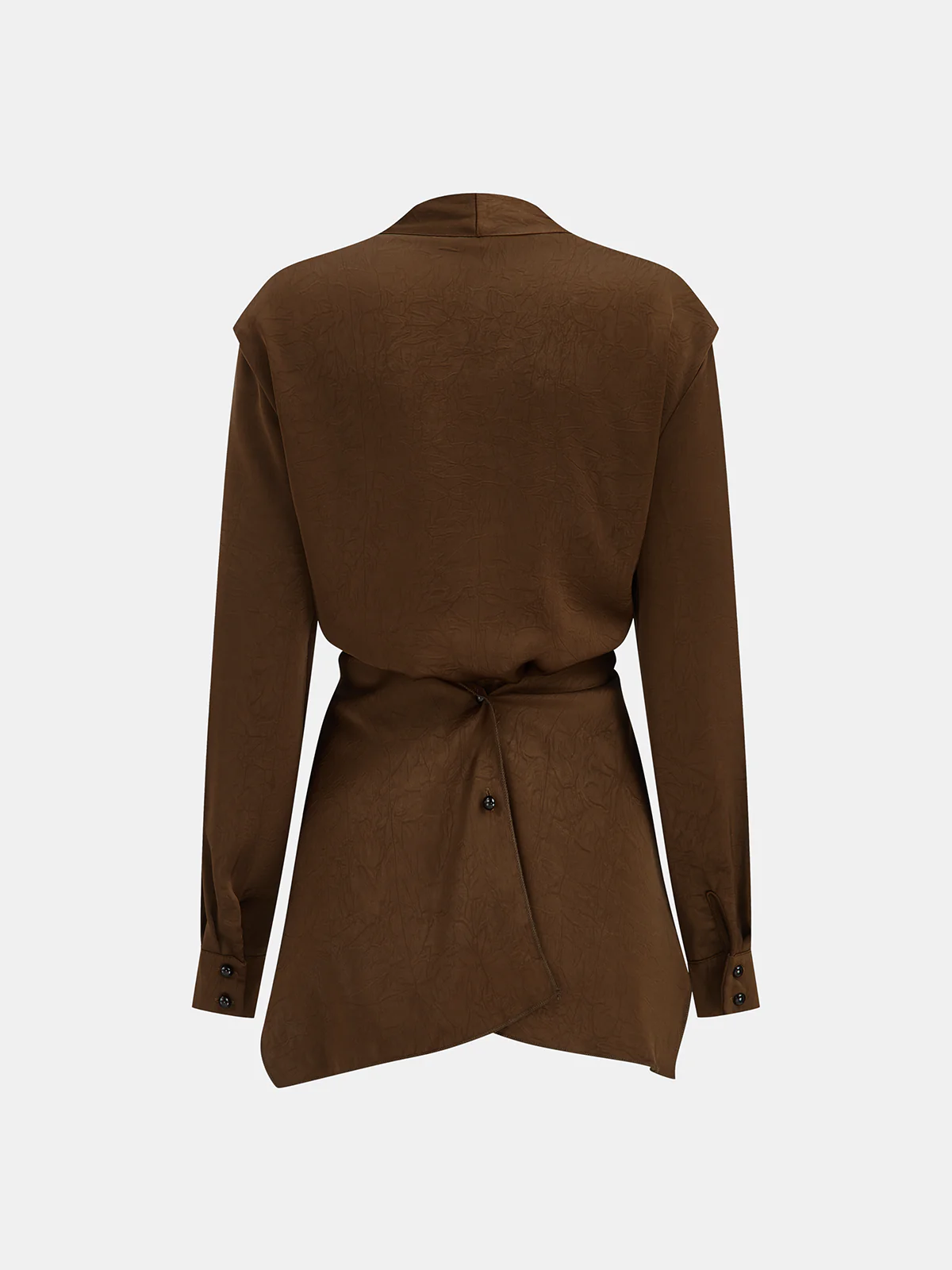 Satin V-Neck Cross-Front Blouse - Wholesalesil