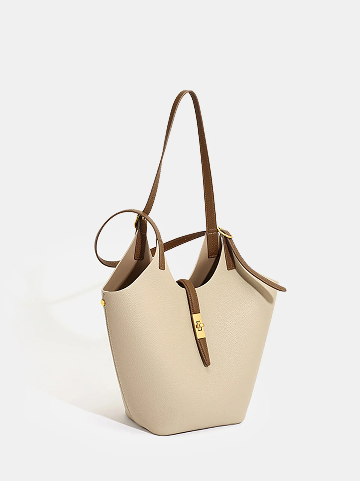 Contrast Strap Faux Leather Tote Bag - Wholesalesil