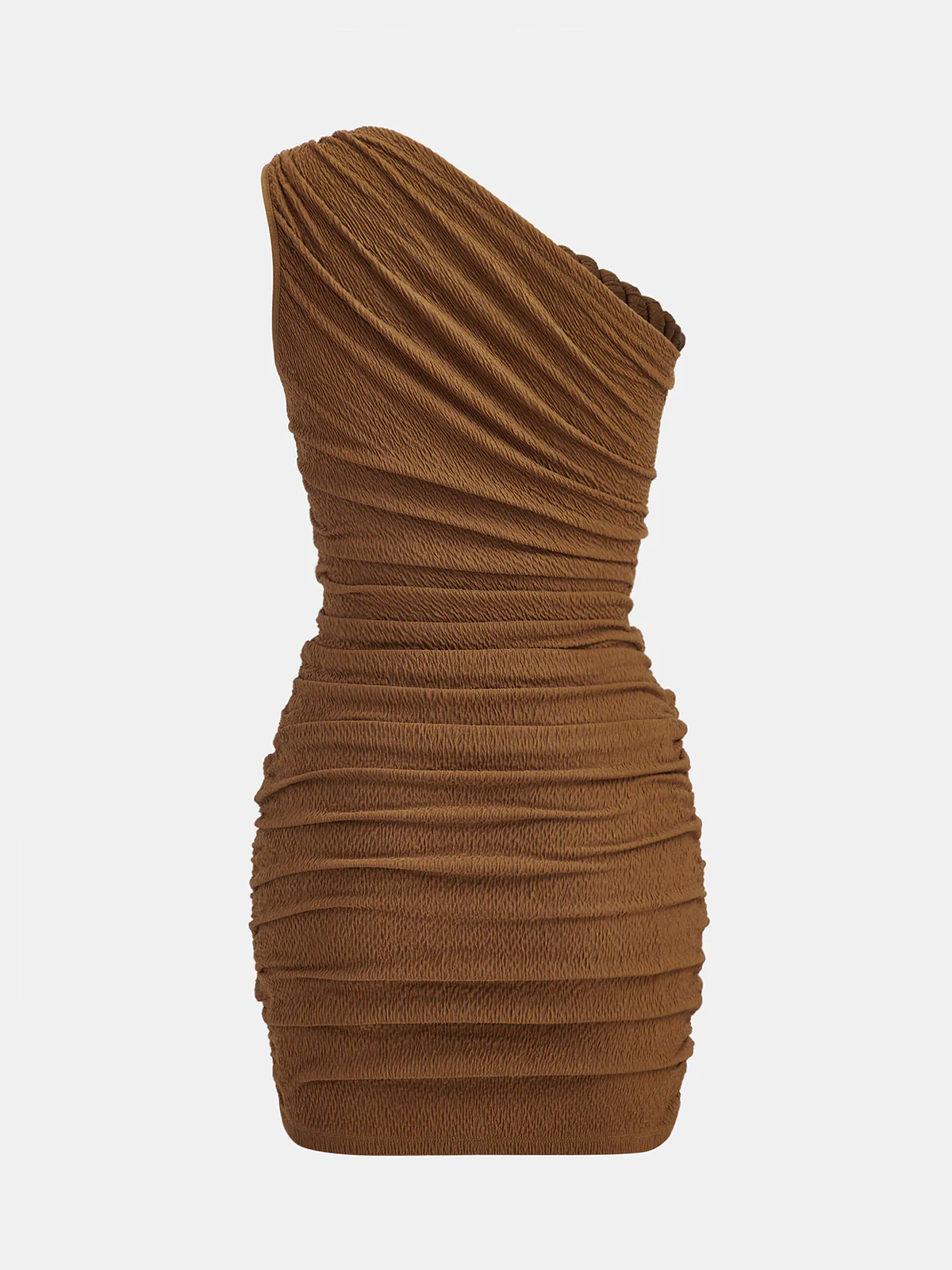 One-Shoulder Rope Ruched Mini Dress - Wholesalesil