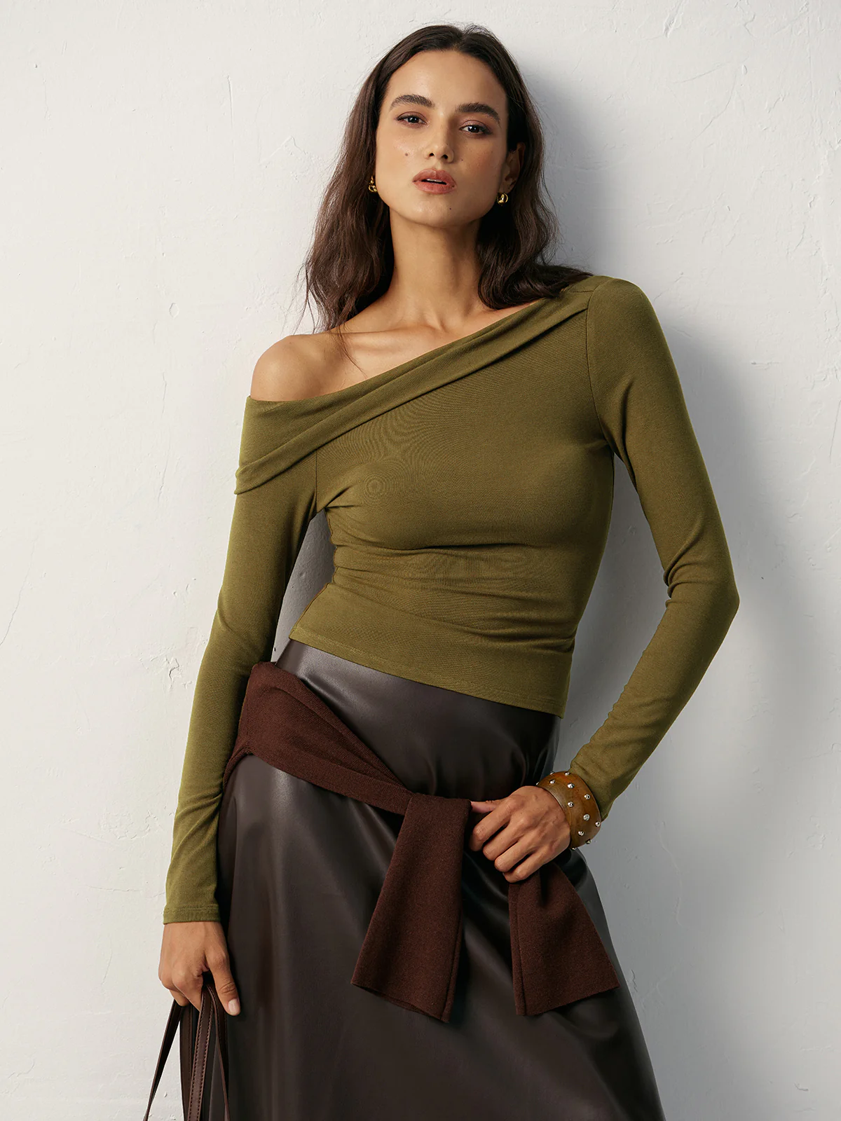 One-Shoulder Long Sleeve T-Shirt - Wholesalesil