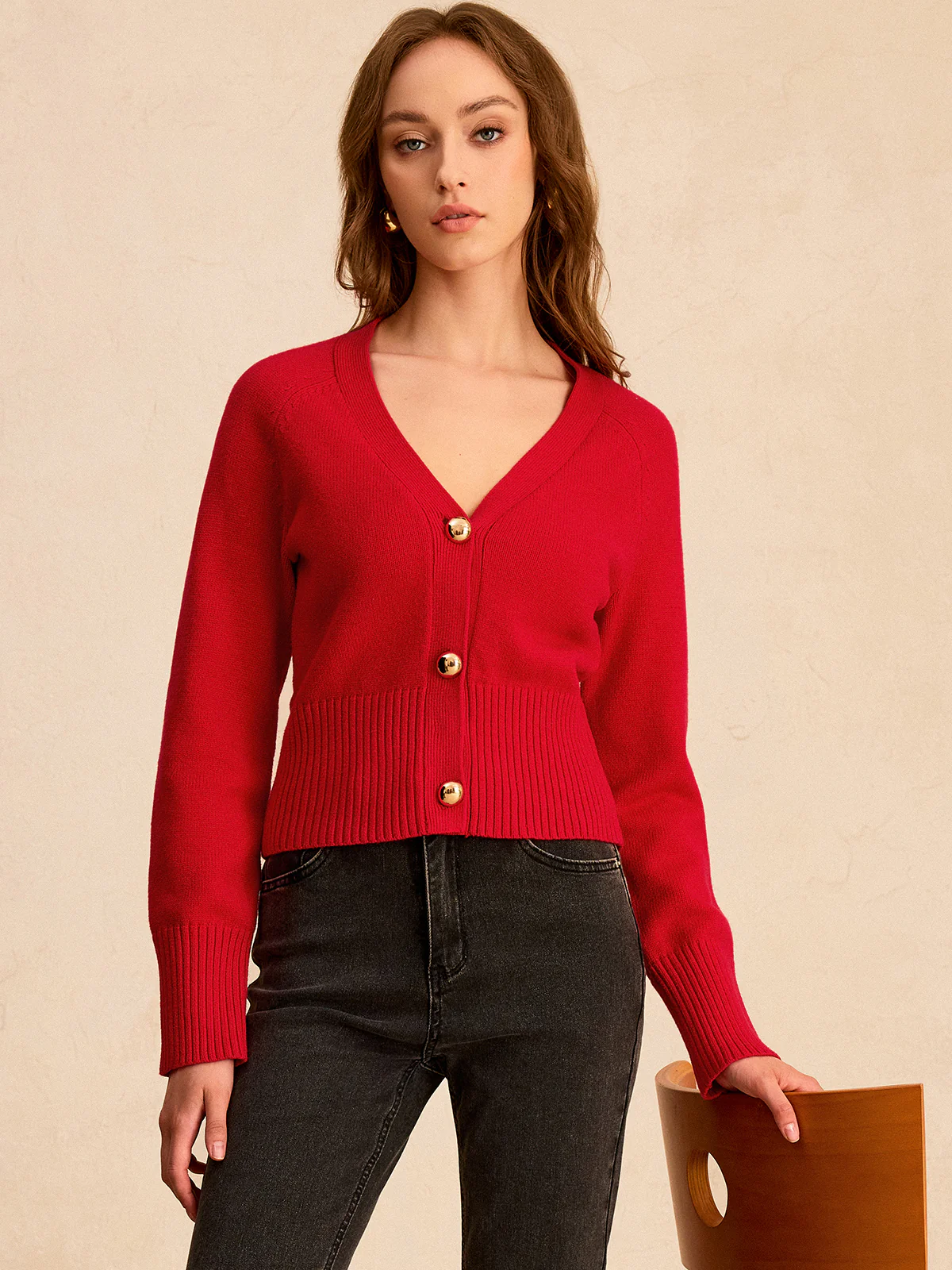 V-Neck Button-Front Knit Cardigan - Wholesalesil