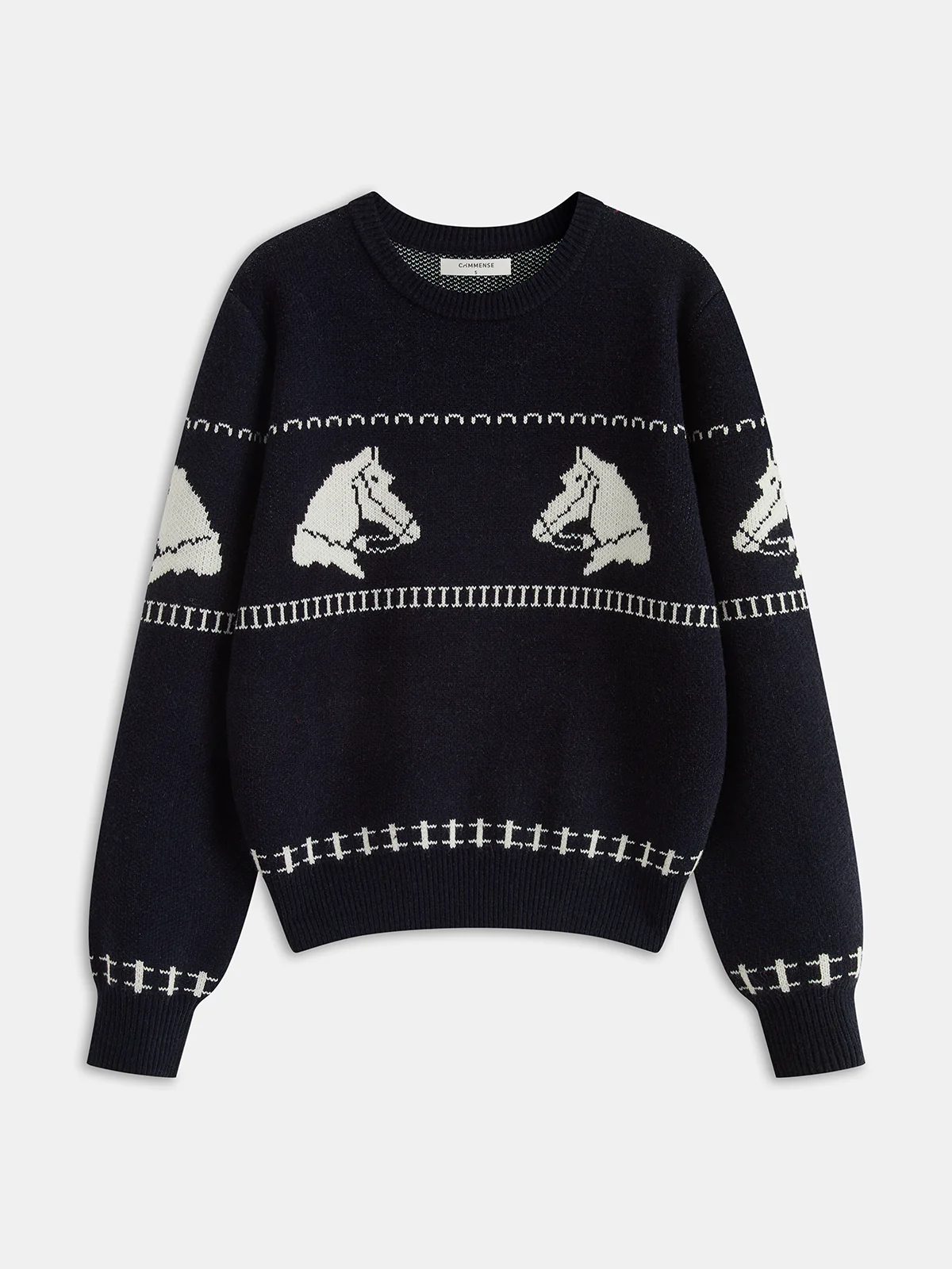Horse-Pattern Wool-Blend Sweater - Wholesalesil