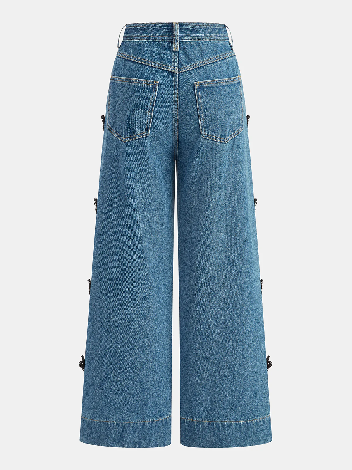 Bow Detail Wide-Leg Jeans - Wholesalesil