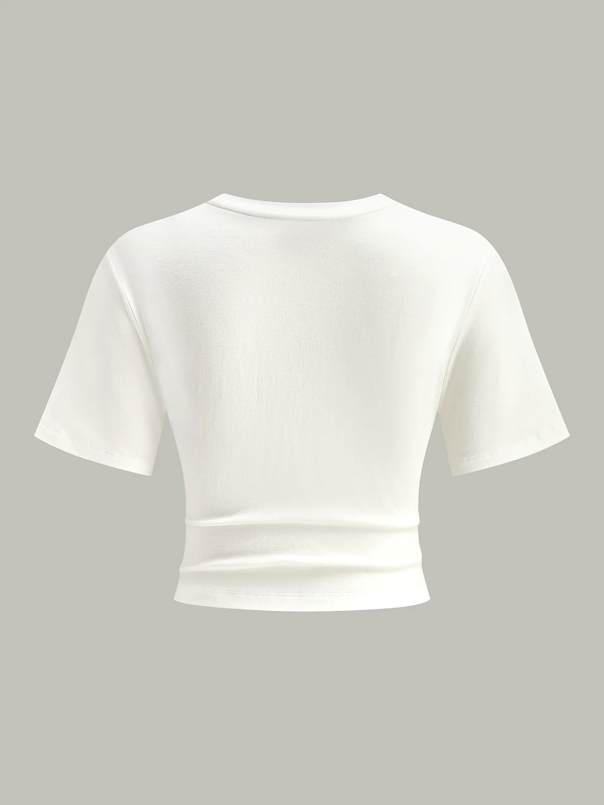 Cropped Knot-Front T-Shirt - Wholesalesil