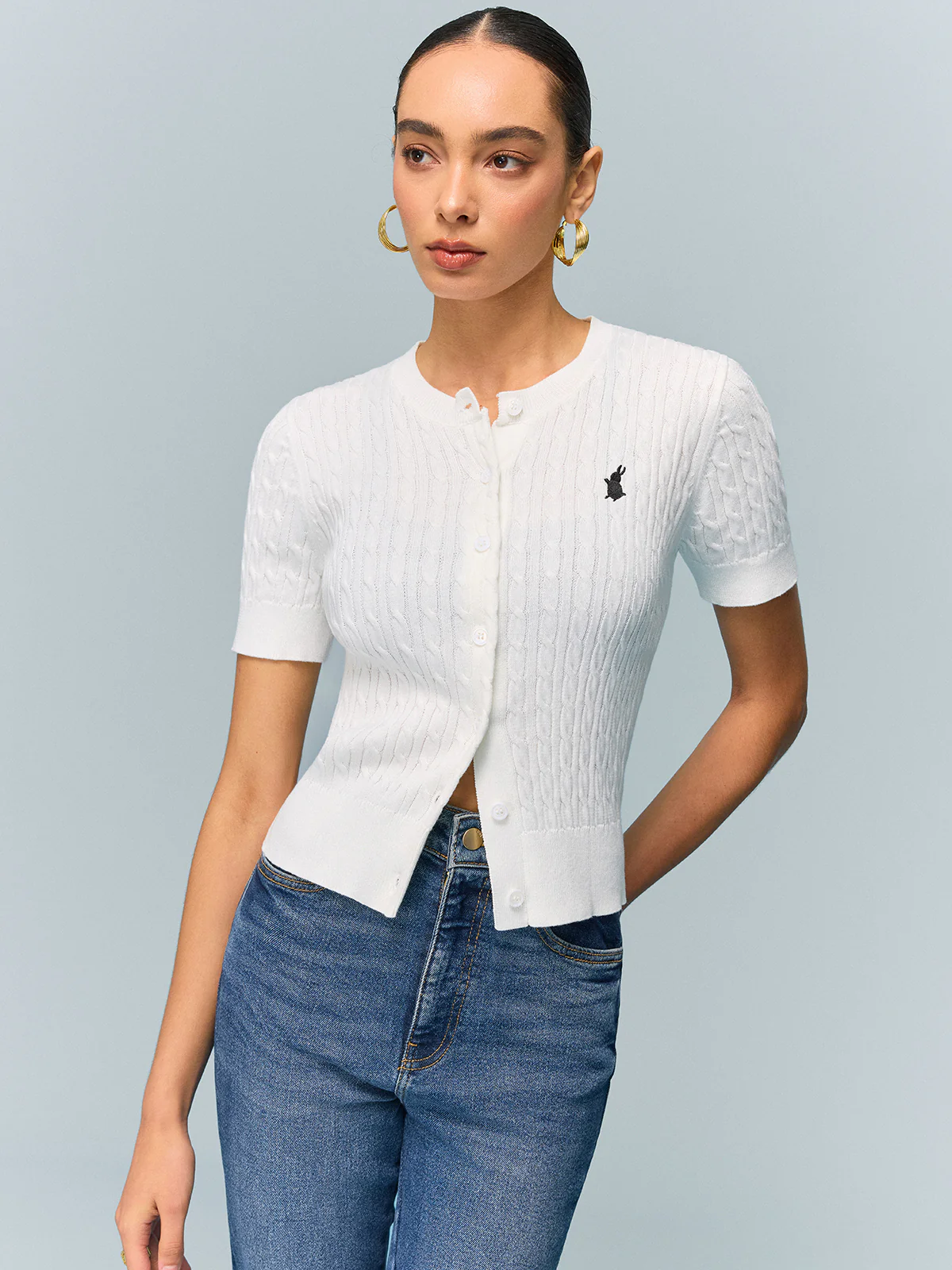 Cable Knit Short Sleeve Top - Wholesalesil