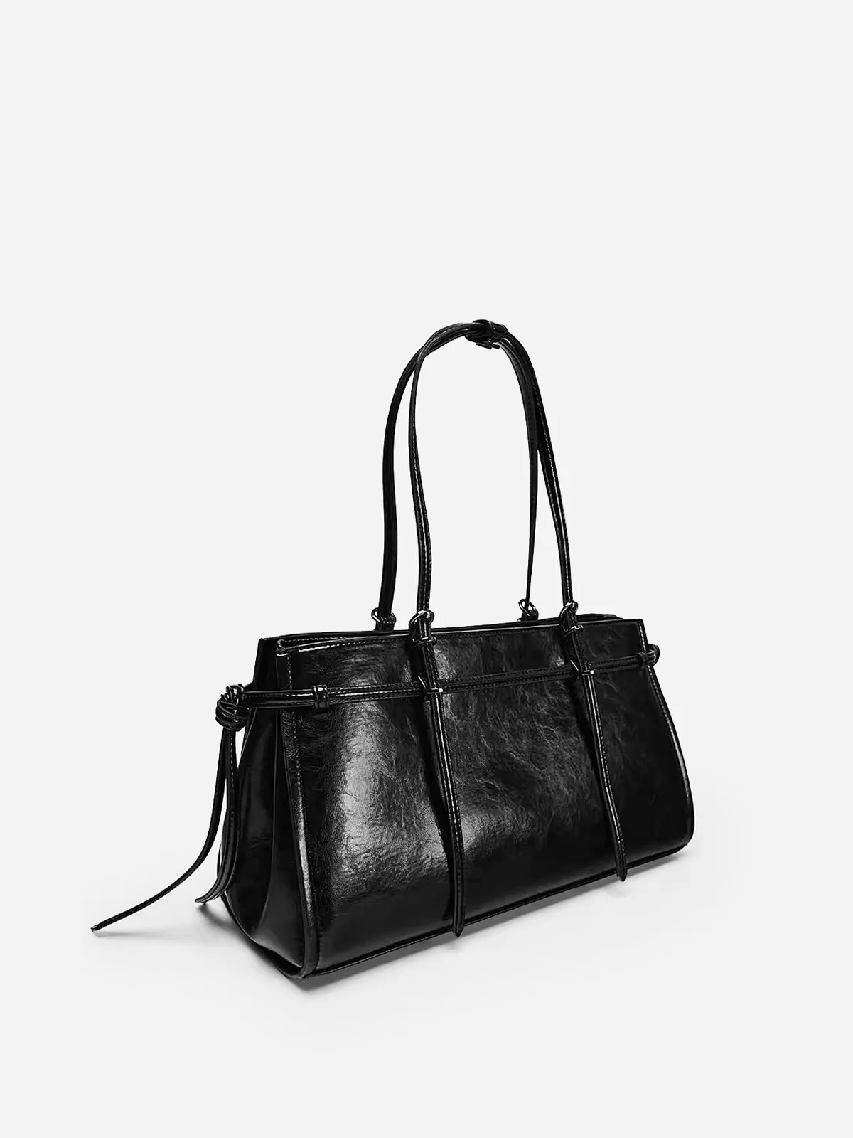Double Strap PU Leather Tote Bag - Wholesalesil