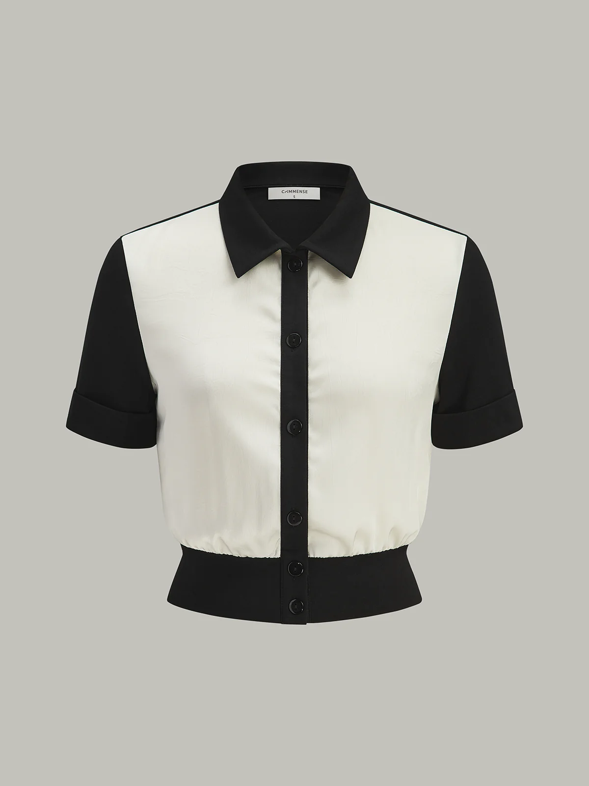 Color-Block Button-Front Blouse - Wholesalesil