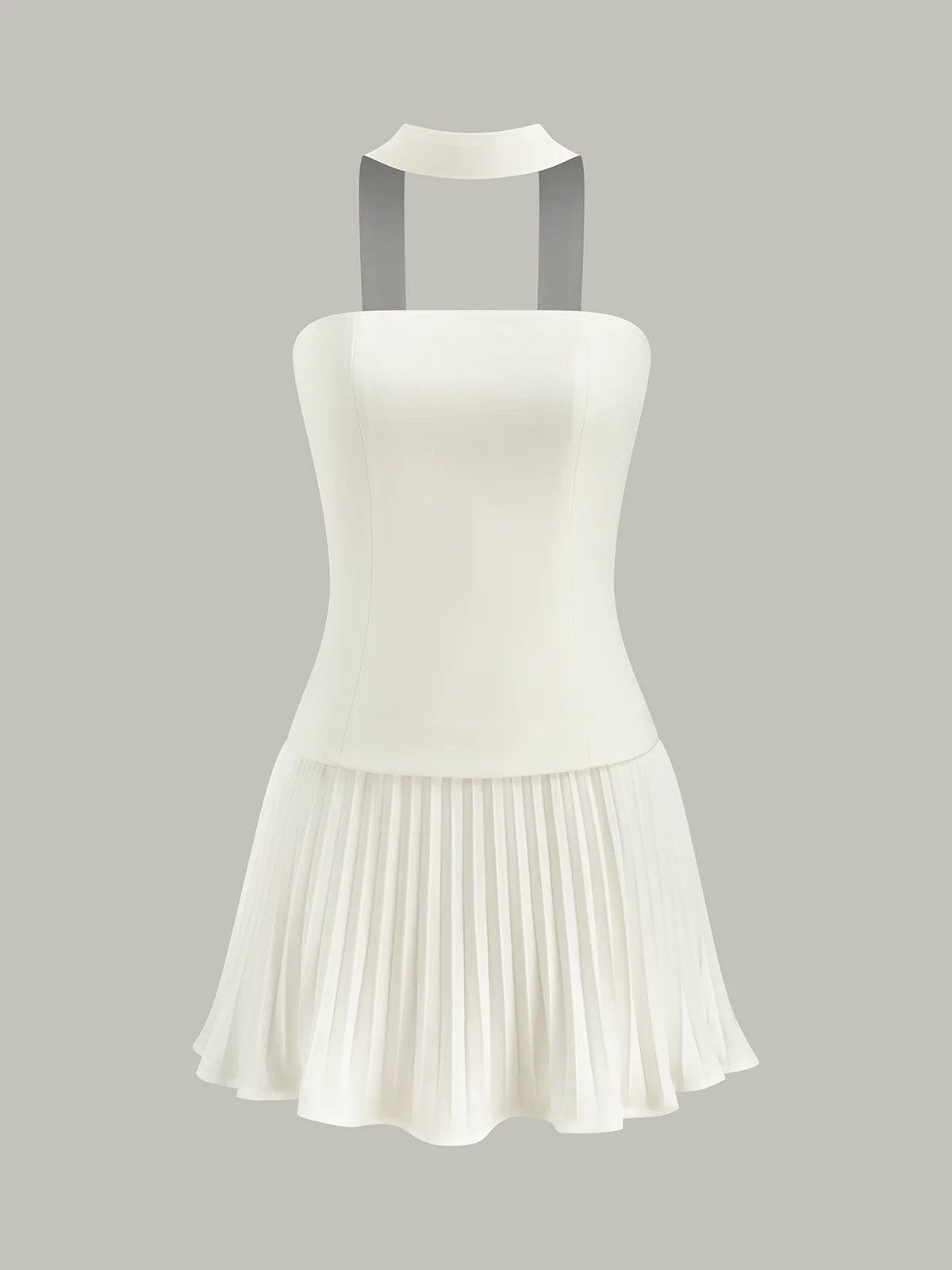 Halter Neck Strapless Pleated Mini Dress - Wholesalesil