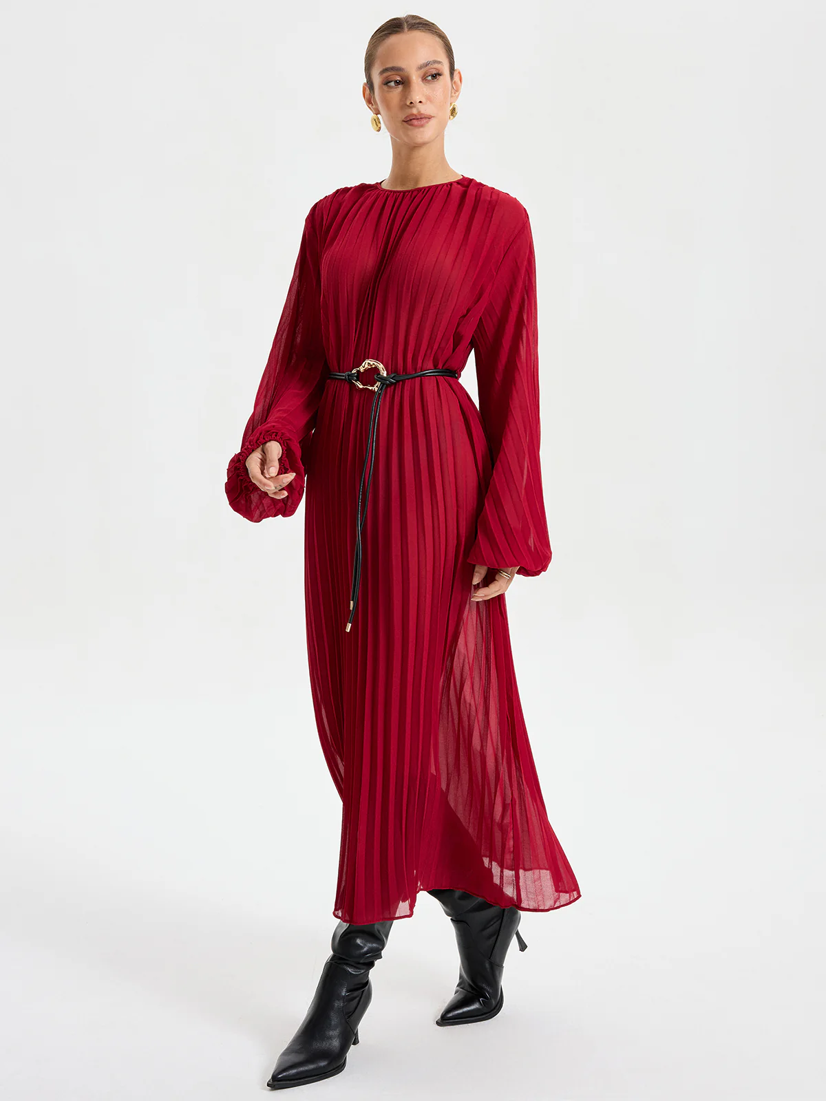 Pleated Long Dress - Wholesalesil