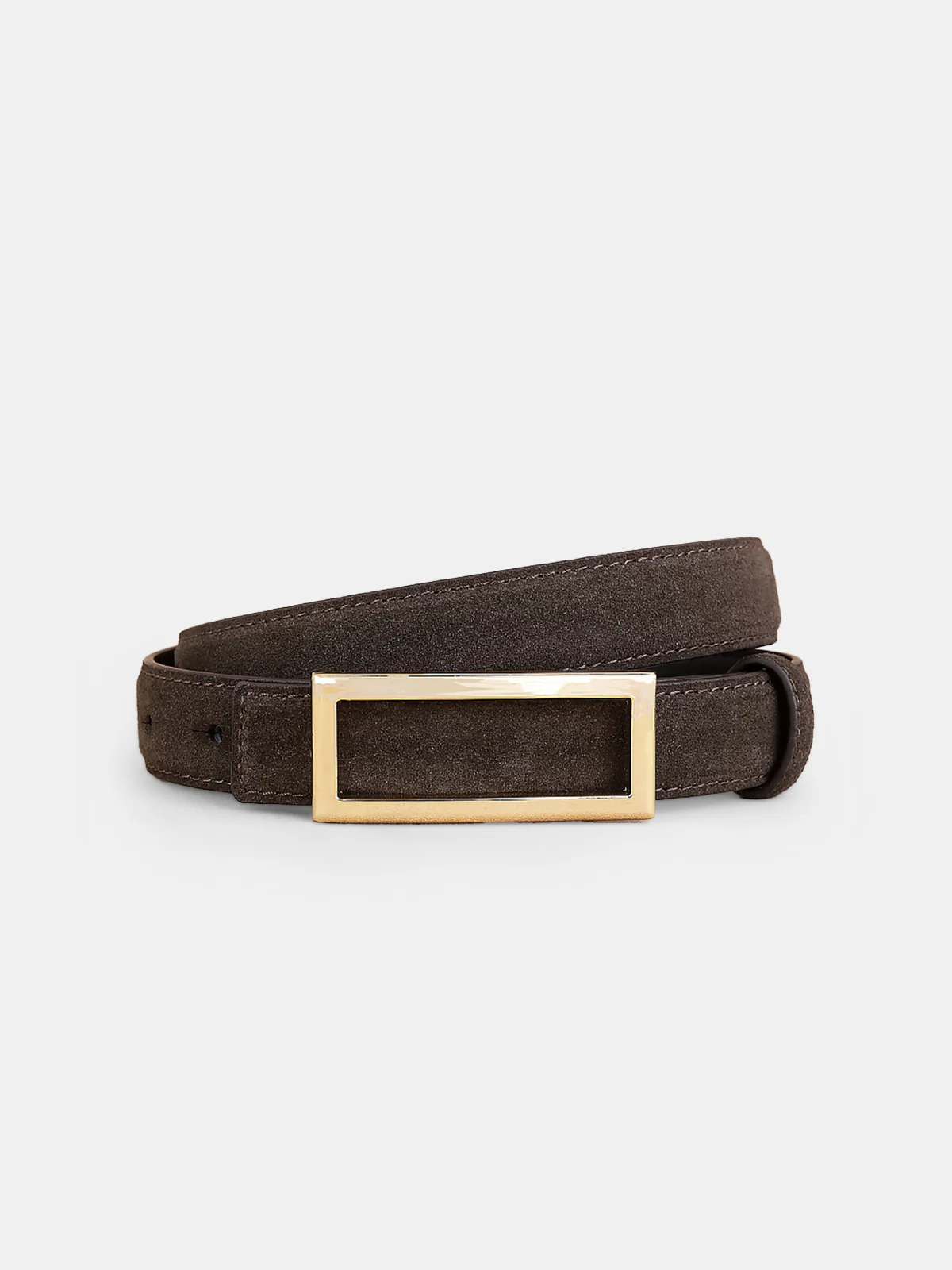 Rectangular Buckle Suede Effect Leather Belt - Wholesalesil