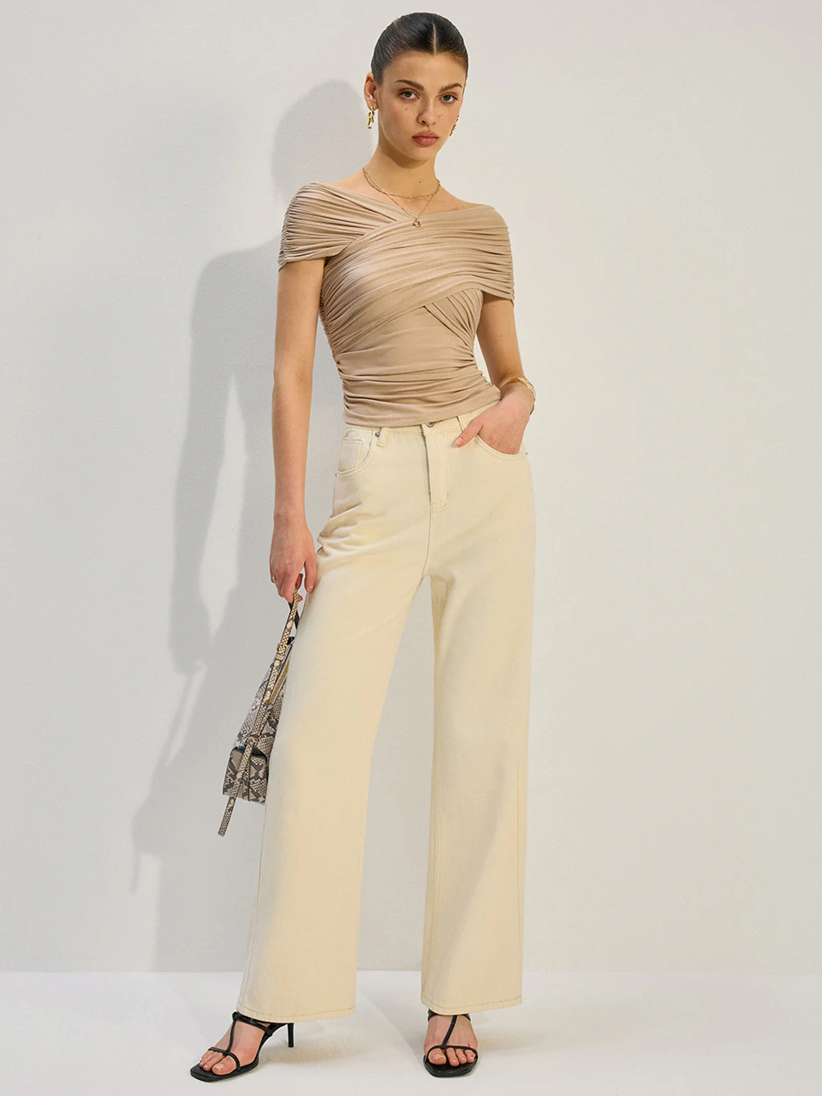 Ruched Crisscross  Top - Wholesalesil