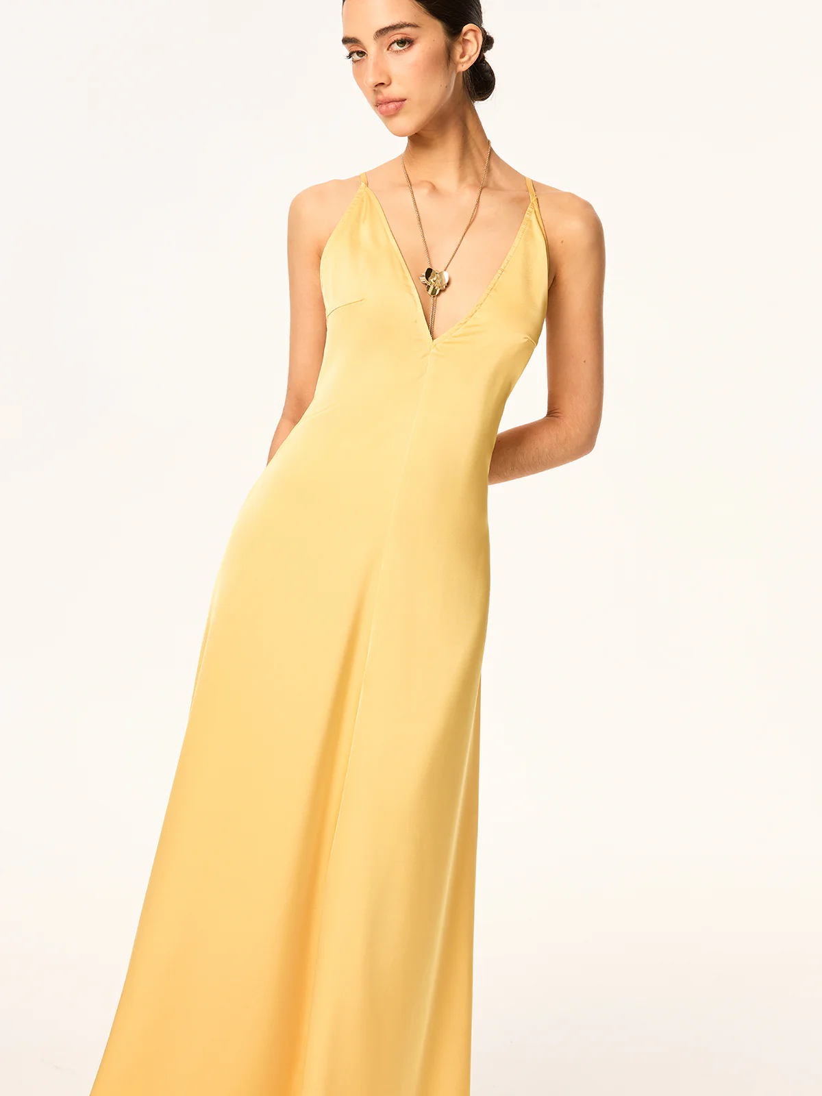 Crisscross Strap Backless Satin Maxi Dress - Wholesalesil