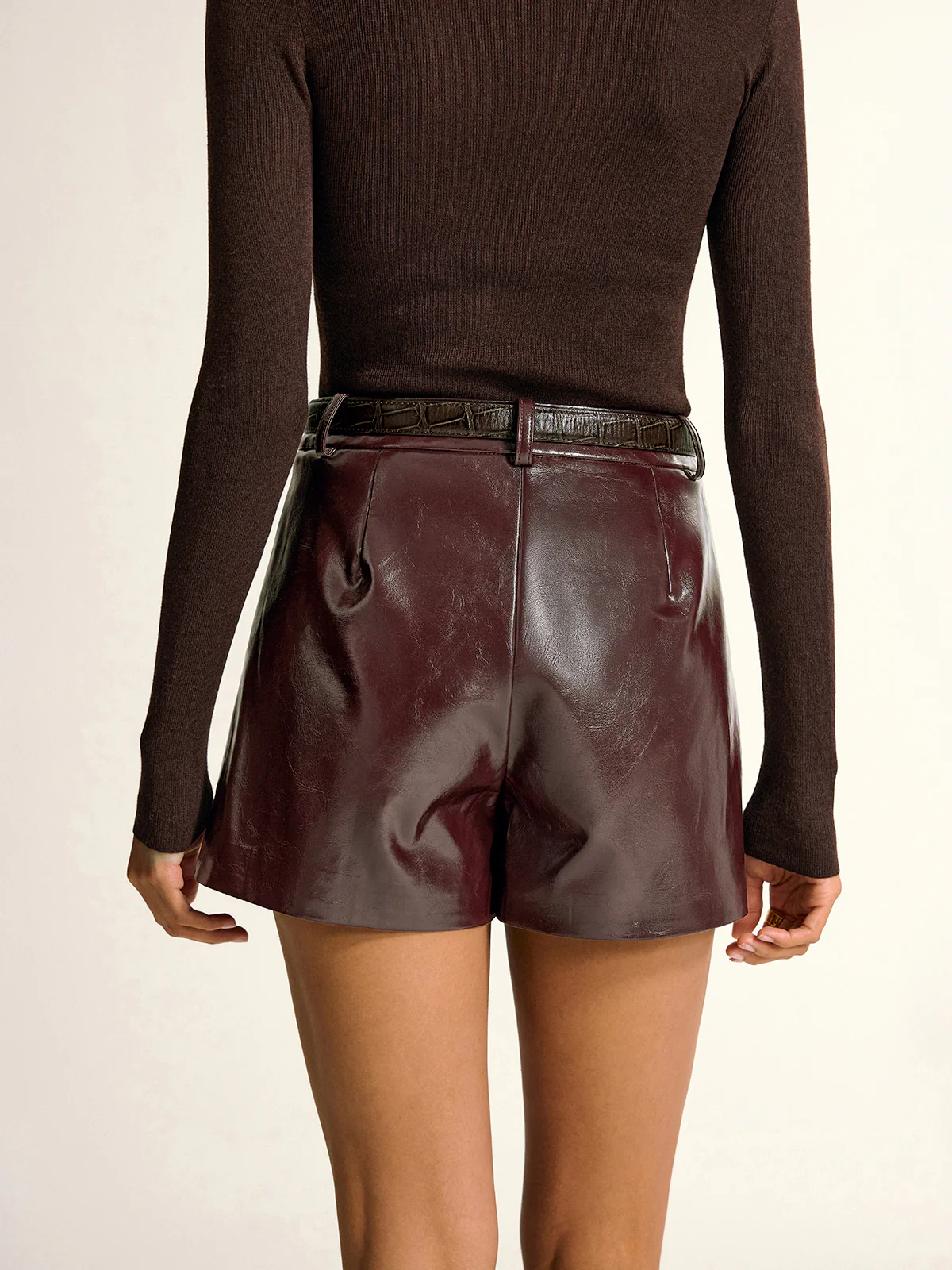 PU Leather Shorts without Belt - Wholesalesil