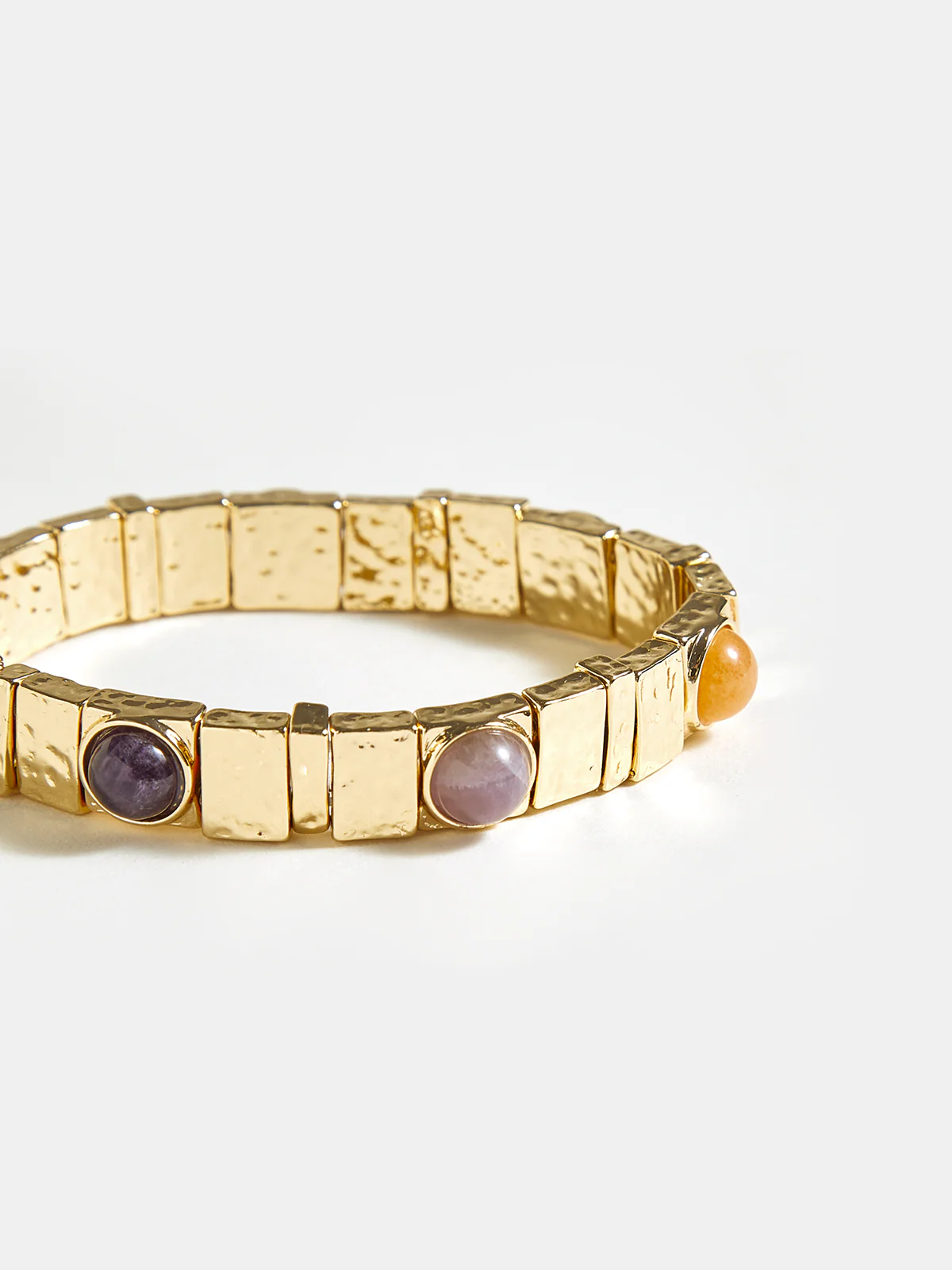 Colorful Gemstone Elastic Golden Bracelet - Wholesalesil