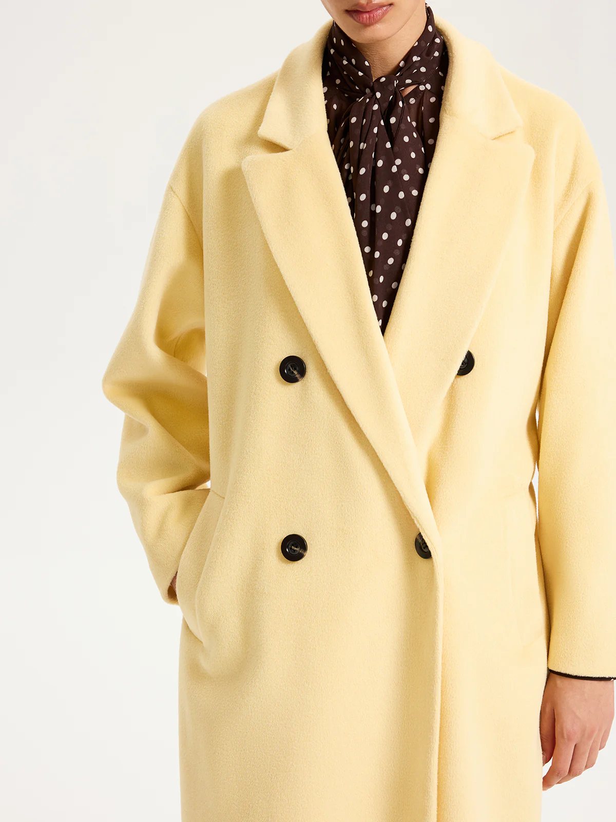 Belted Double-Breasted Lapel Long Coat - Wholesalesil