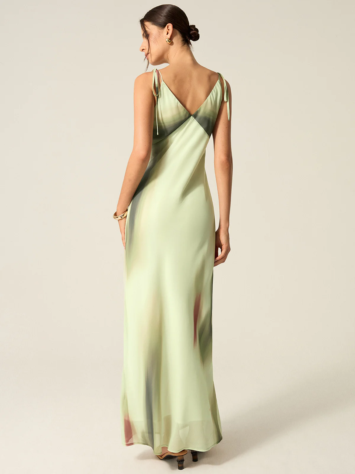 V-Neck Printed Maxi Dress - Wholesalesil