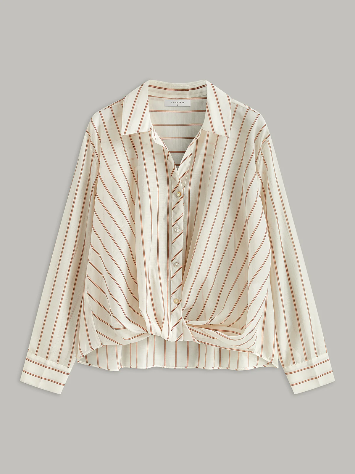 Stripe Cropped Shirt (Semi-Sheer) - Wholesalesil
