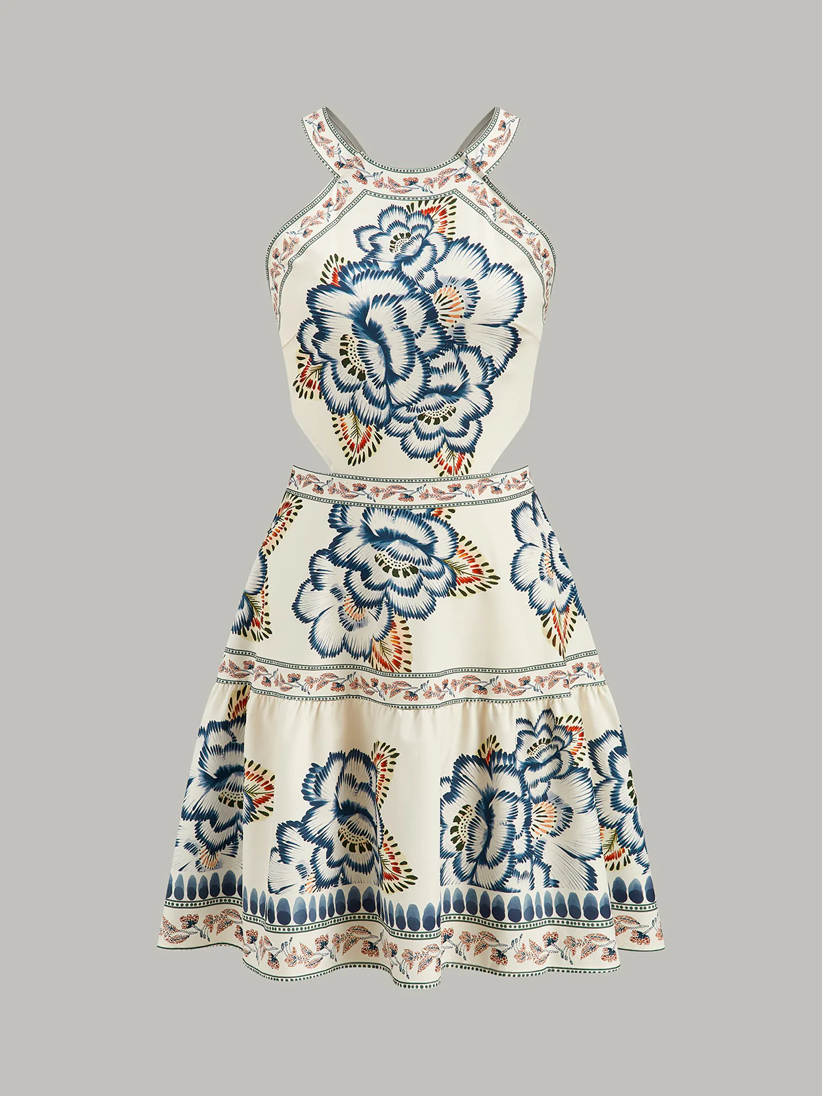 Floral Print Backless Dress - Wholesalesil