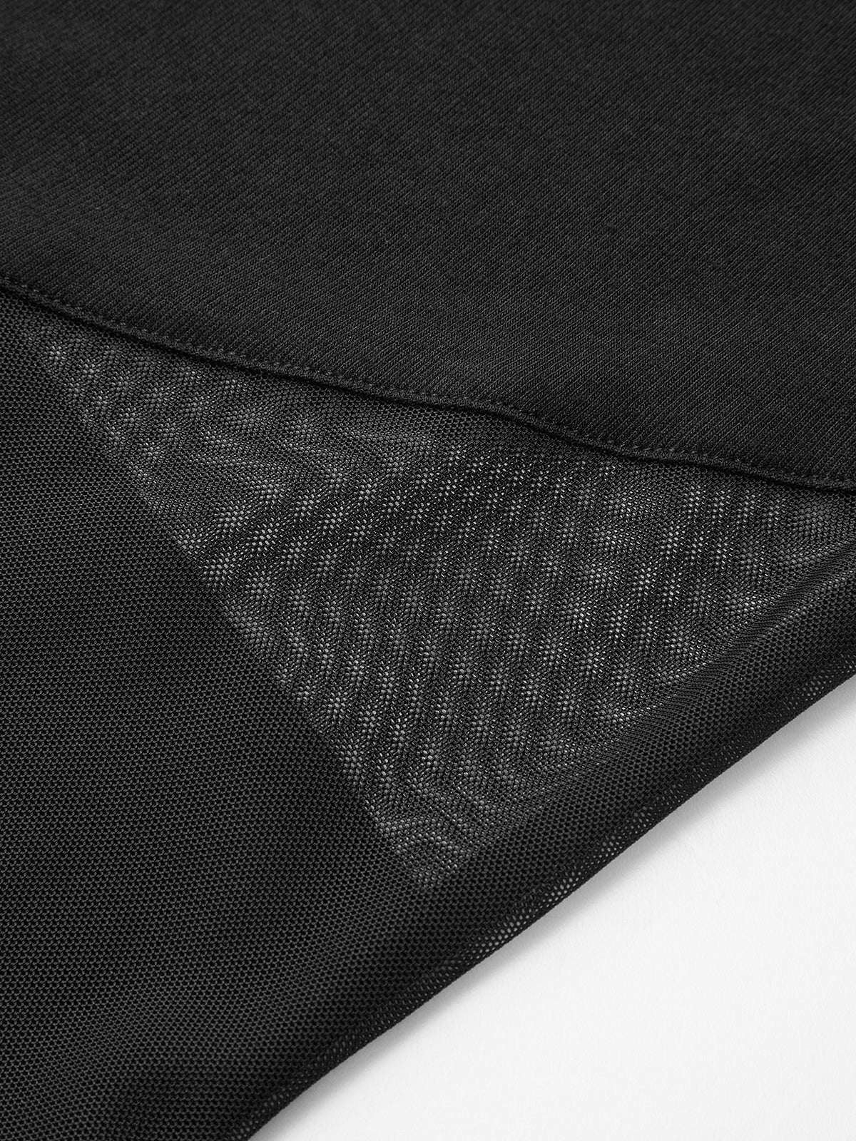 Sheer Mesh Panel Long Sleeve Bodysuit - Wholesalesil