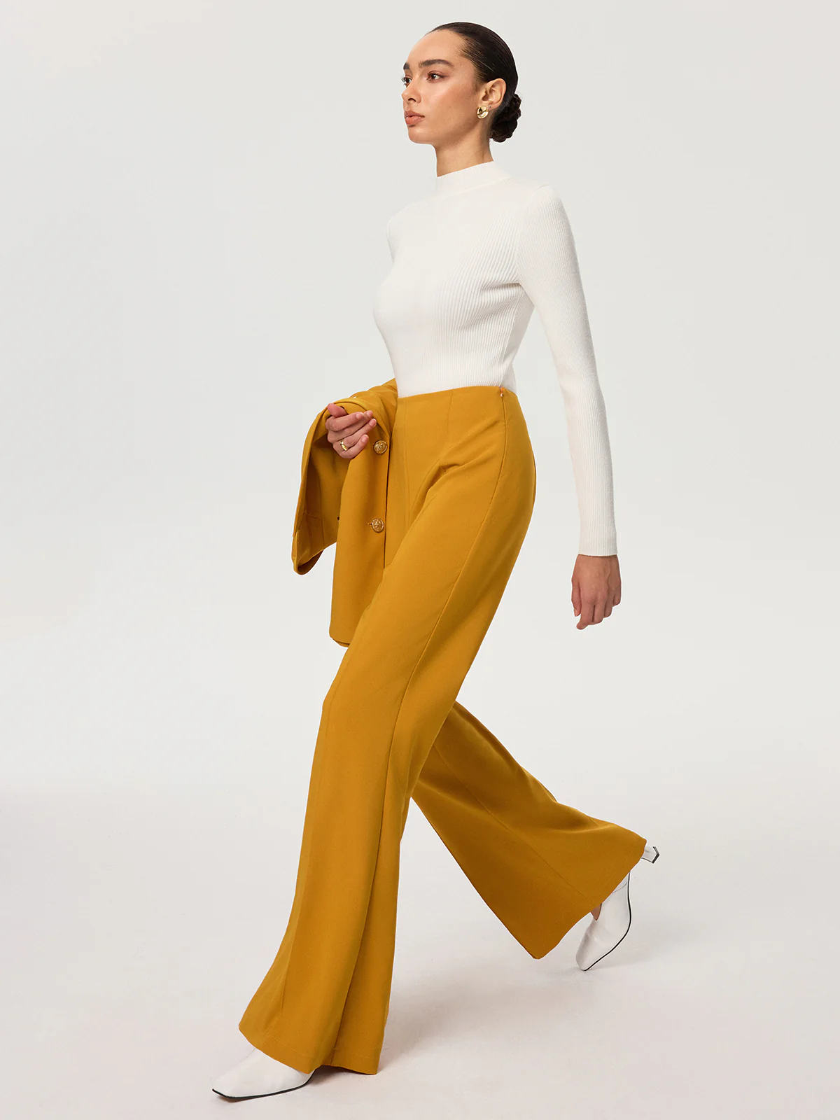 Mid-Waist Flare Pants - Wholesalesil