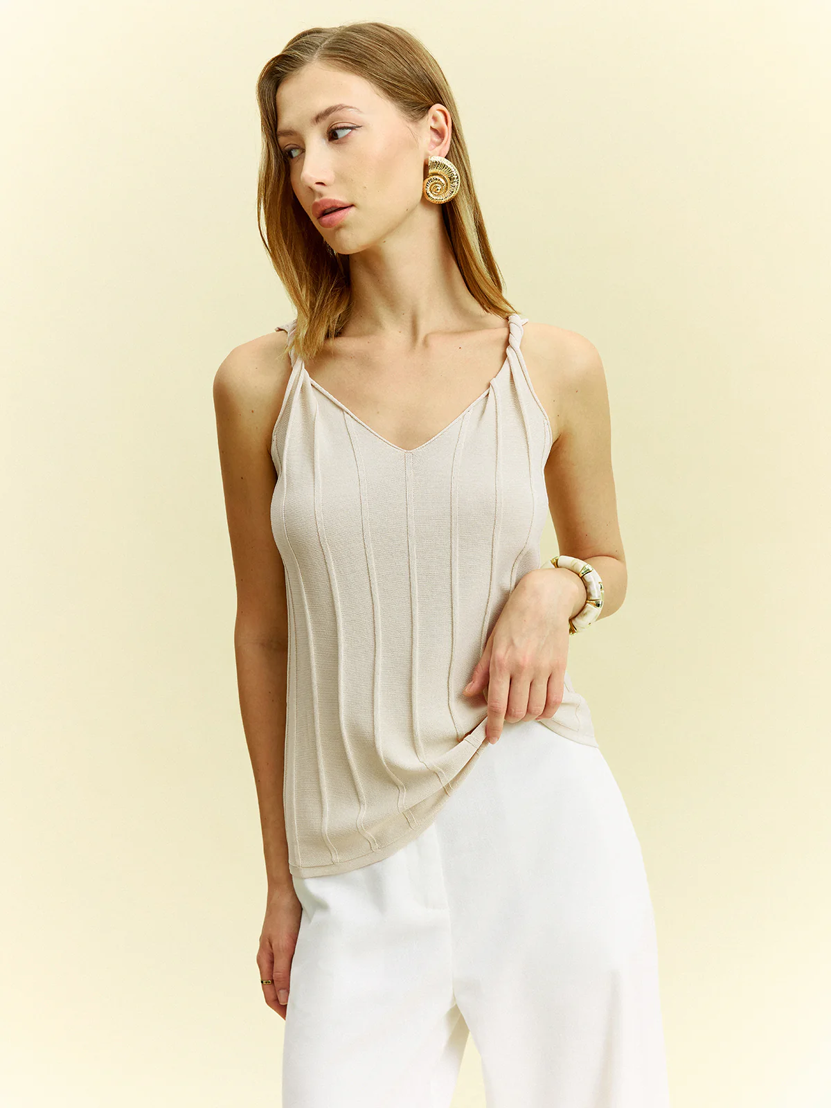Knotted Strap Tank Top - Wholesalesil