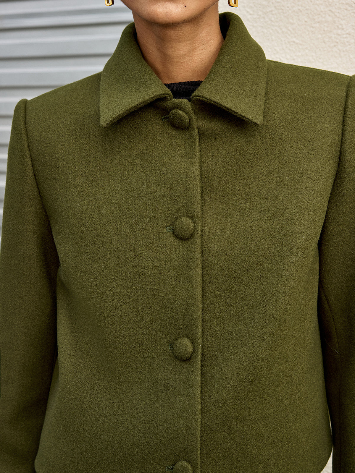 Collared Button Front Jacket - Wholesalesil