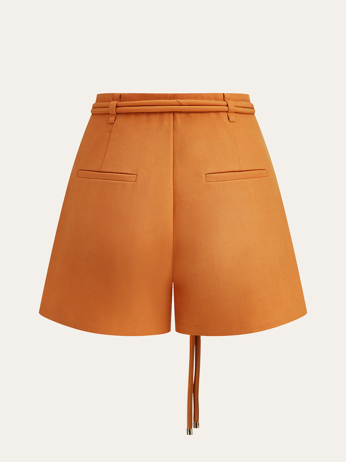 Belted Mid-Waisted Pleated Shorts - Wholesalesil