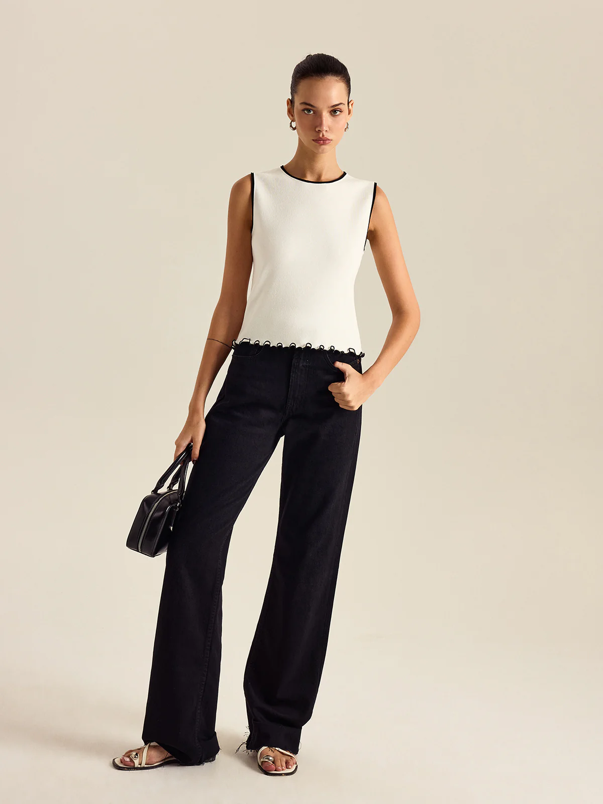 Contrasting Trim Tank Top - Wholesalesil