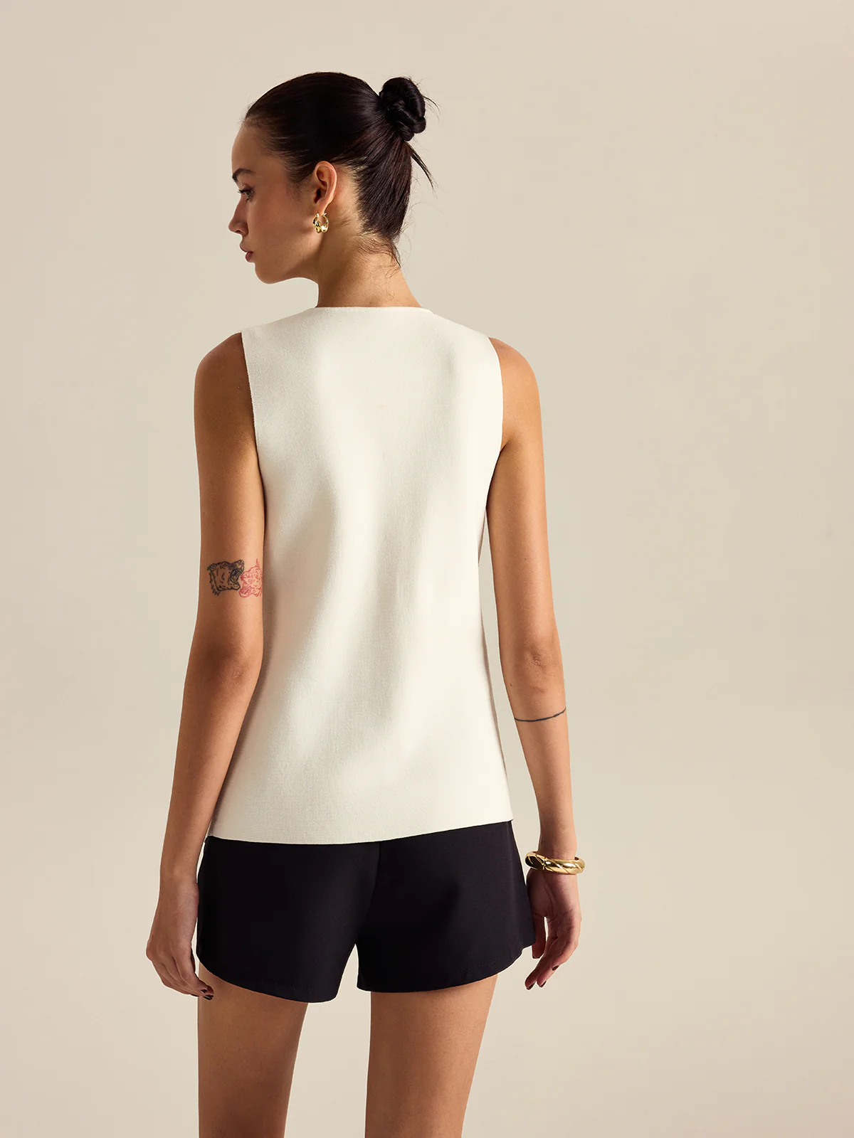 Metal Decor Sleeveless Vest - Wholesalesil