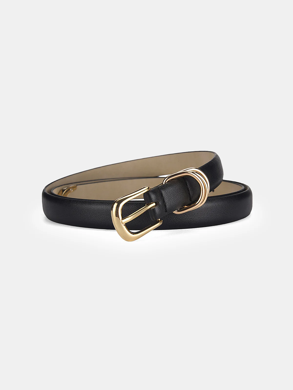 Gold Buckle Minimalist Faux Leather Belt - Wholesalesil