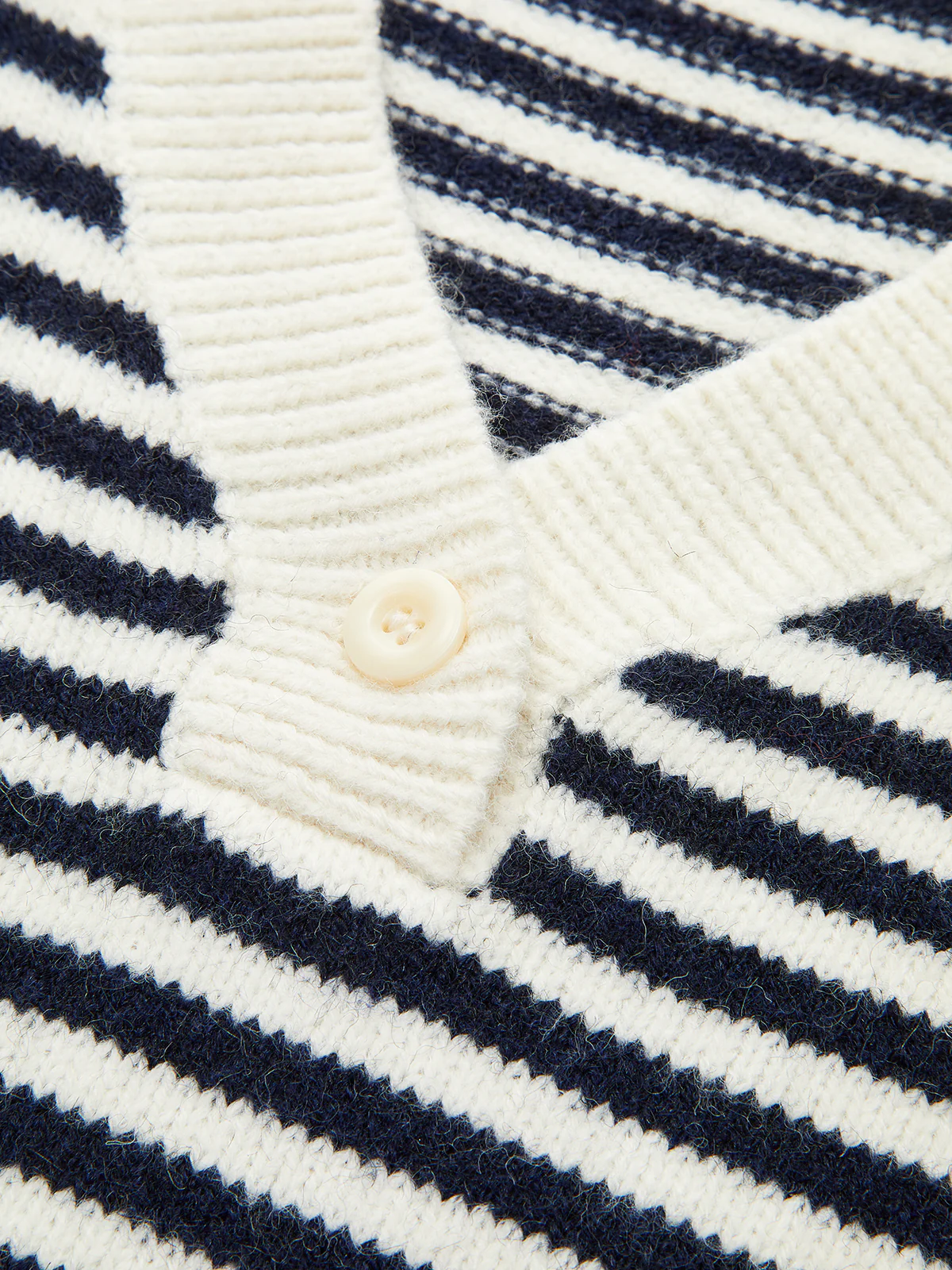 Striped V-Neck Buttoned Wool Blend Sweater - Wholesalesil