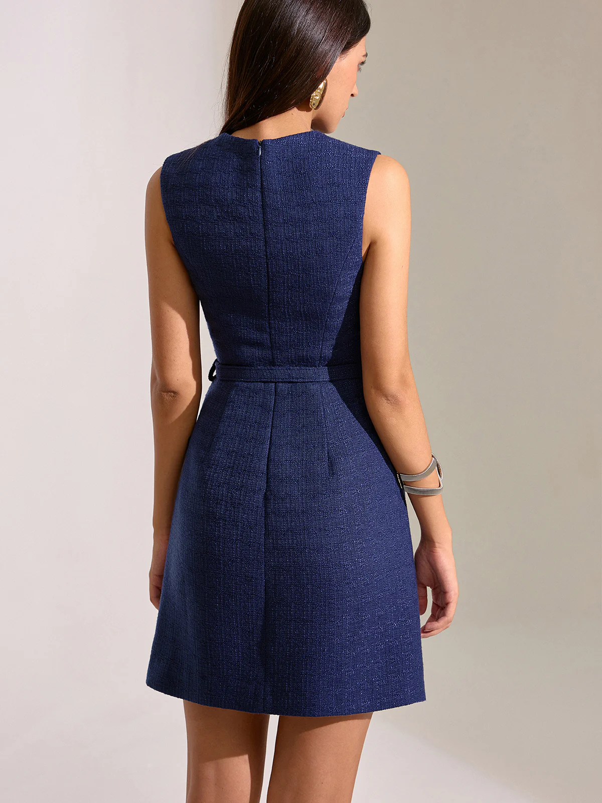 Belted Pleated Lace Mini Dress - Wholesalesil