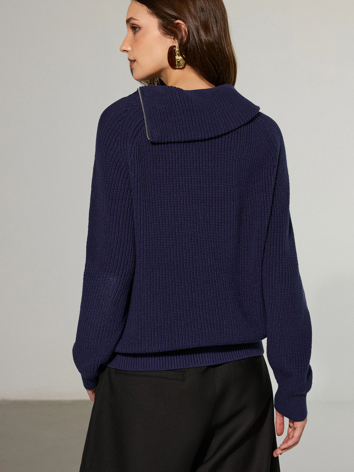 Asymmetric Side Zipper Sweater - Wholesalesil