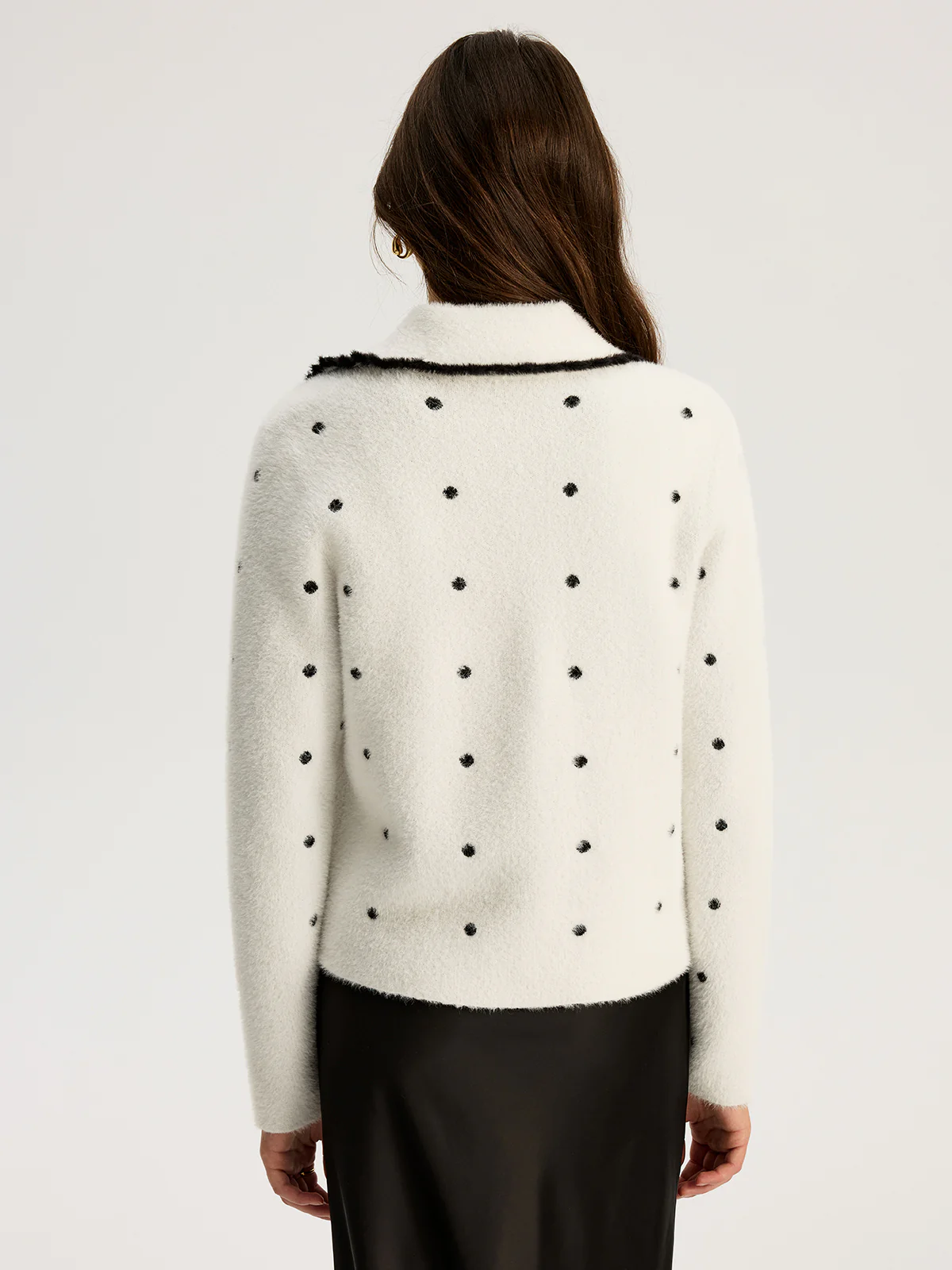 Nylon Polka Dot Knit Cardigan - Wholesalesil