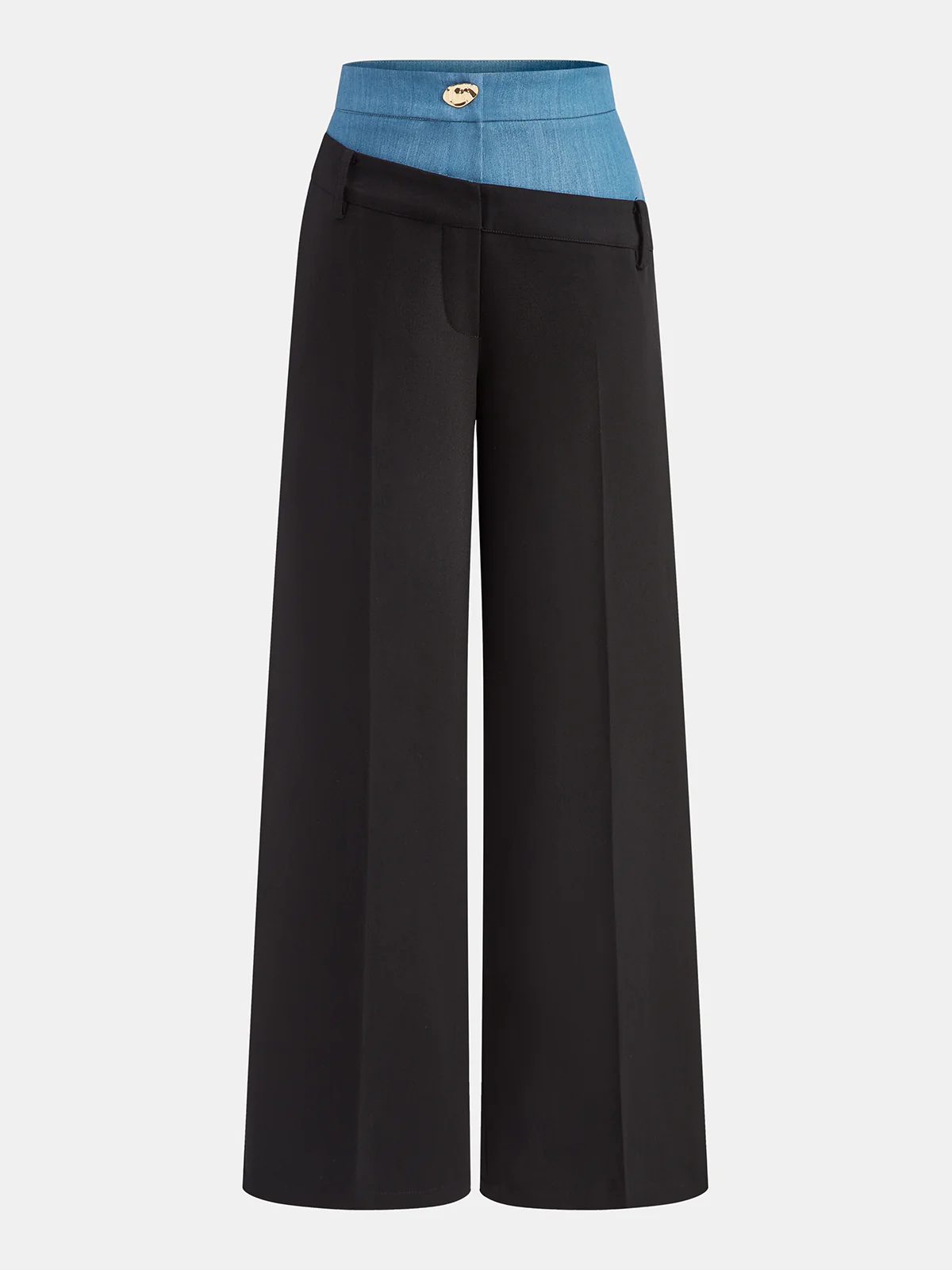 Contrast Waistband Straight-Leg Pants - Wholesalesil