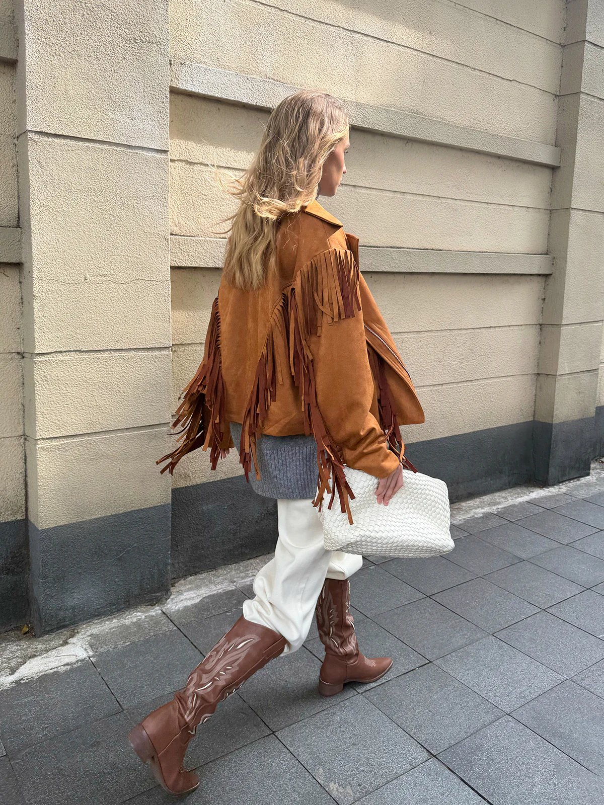 Lapel Collar Fringe Jacket - Wholesalesil