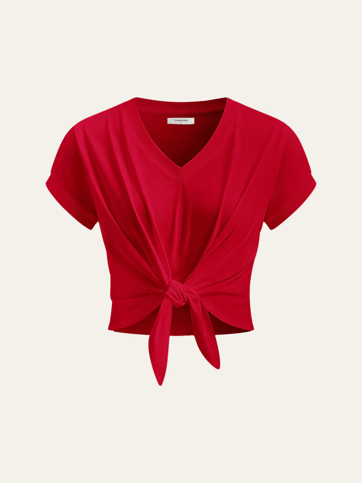 Knot Front V-Neck T-Shirt - Wholesalesil