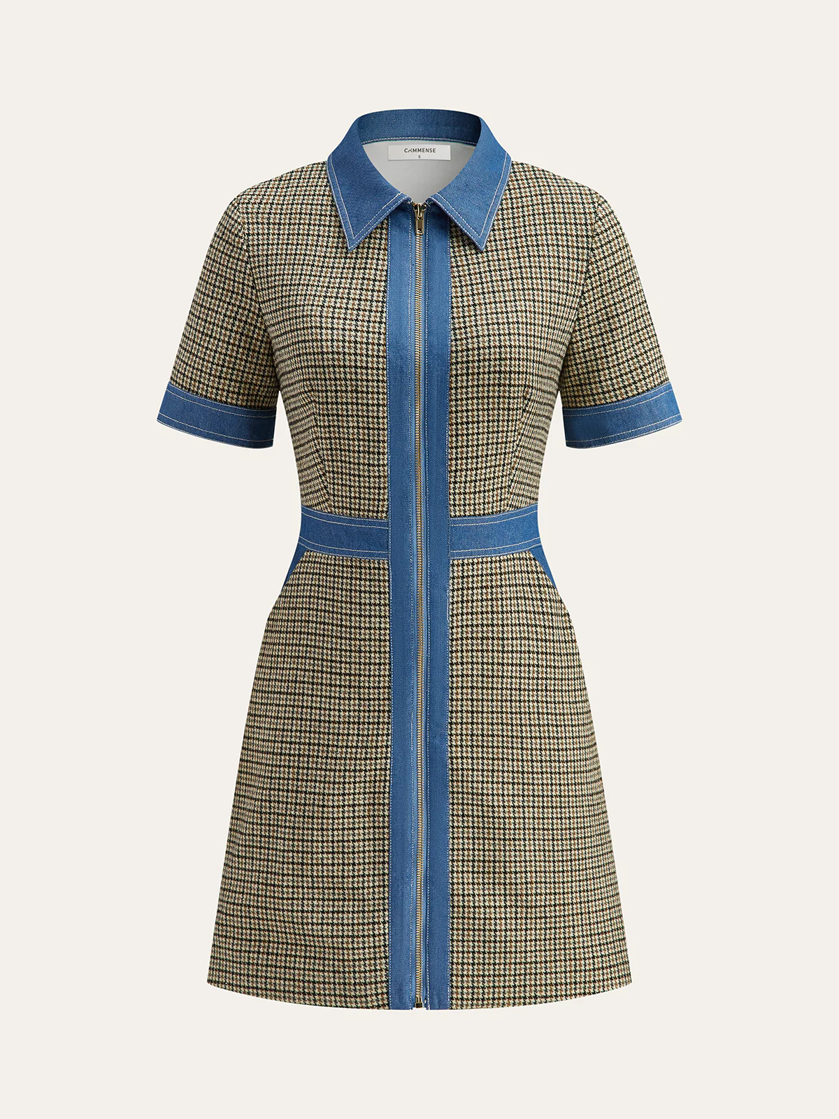 Plaid Contrast Trim Mini Dress - Wholesalesil